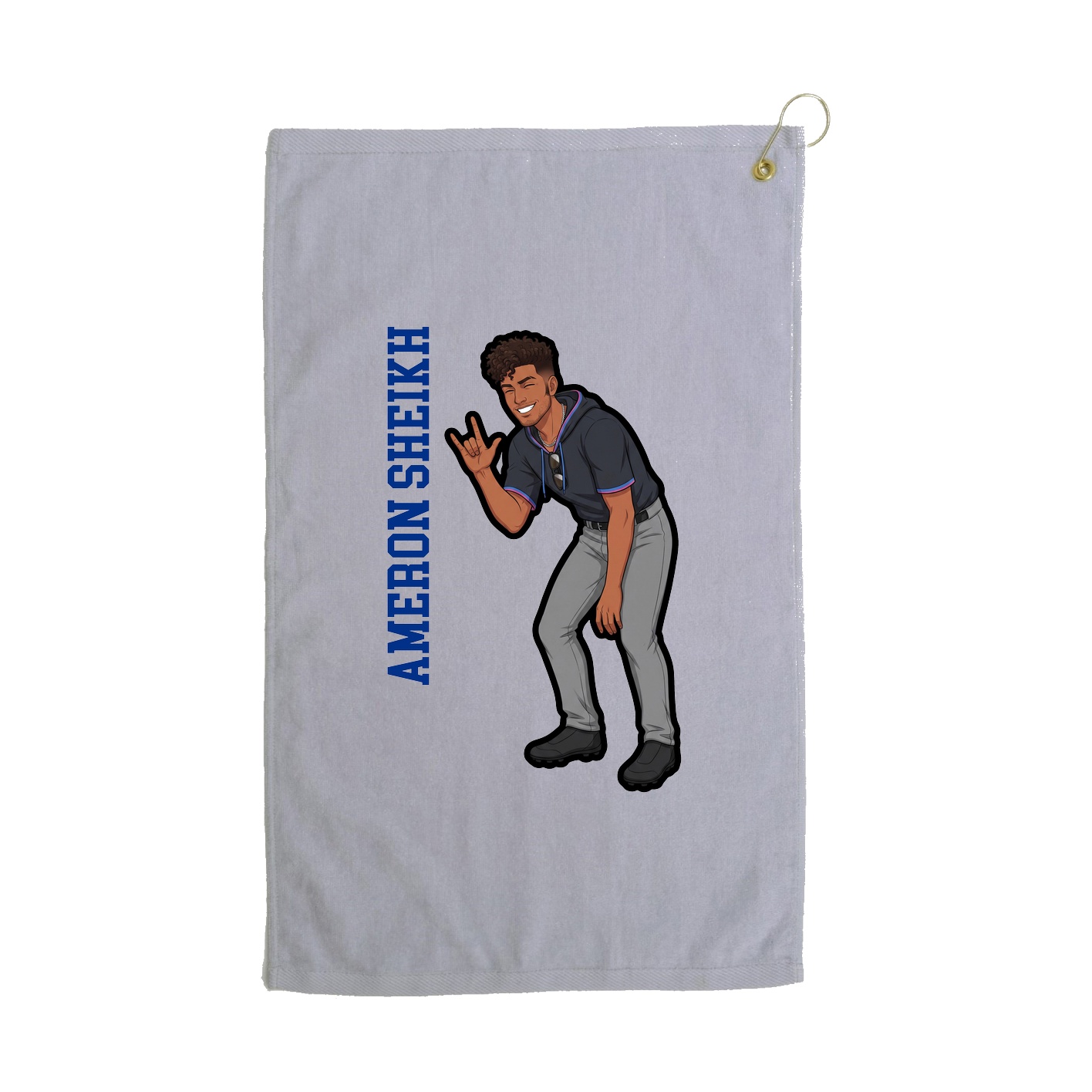 Golf Towel — Name Vertical in Grey