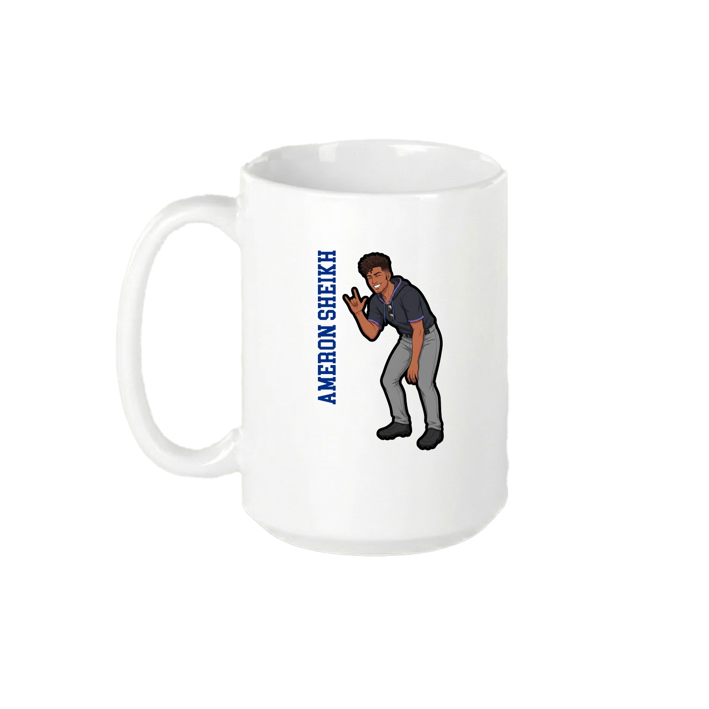 15oz Coffee Mug — Name Vertical in White