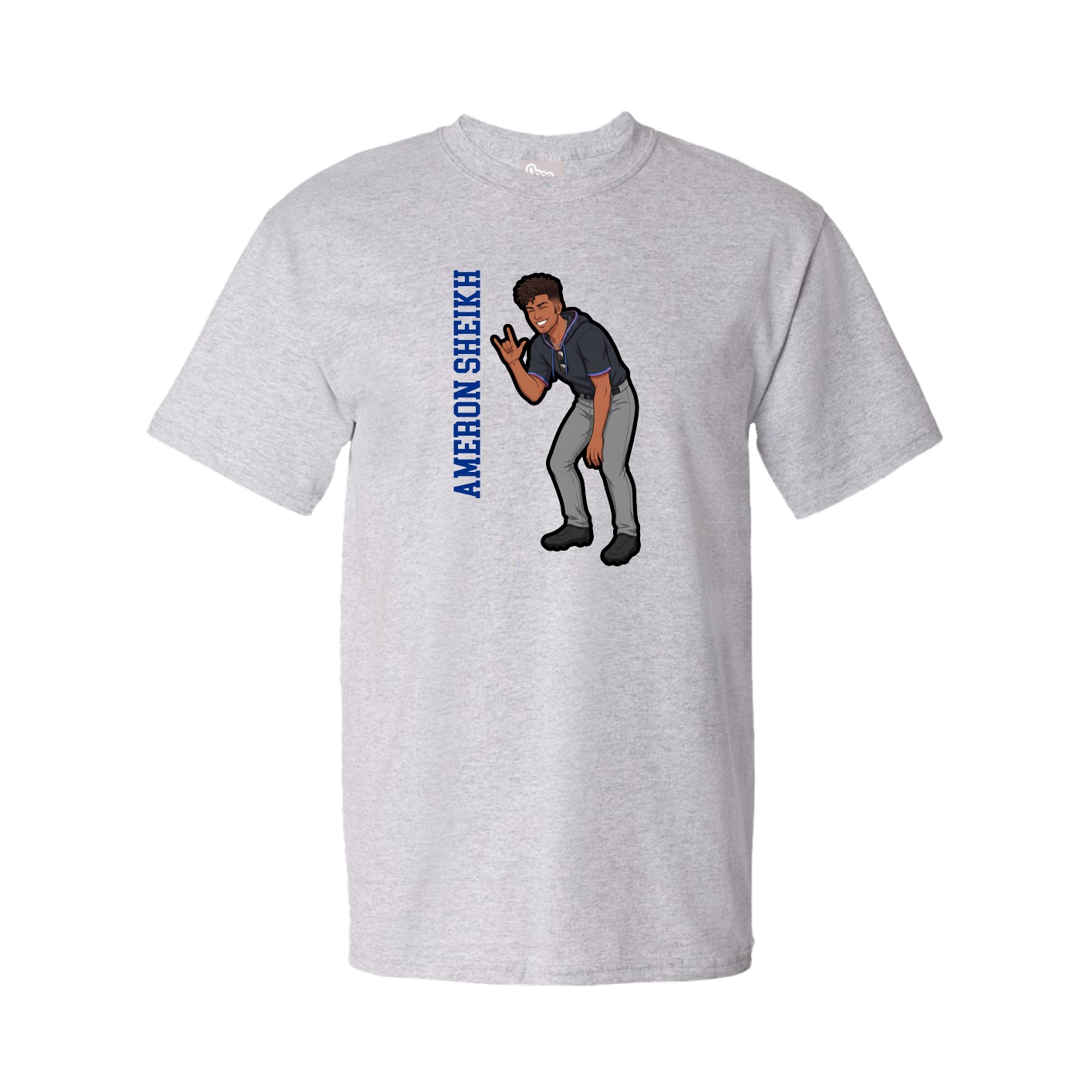 Youth Tee — Name Vertical in Grey