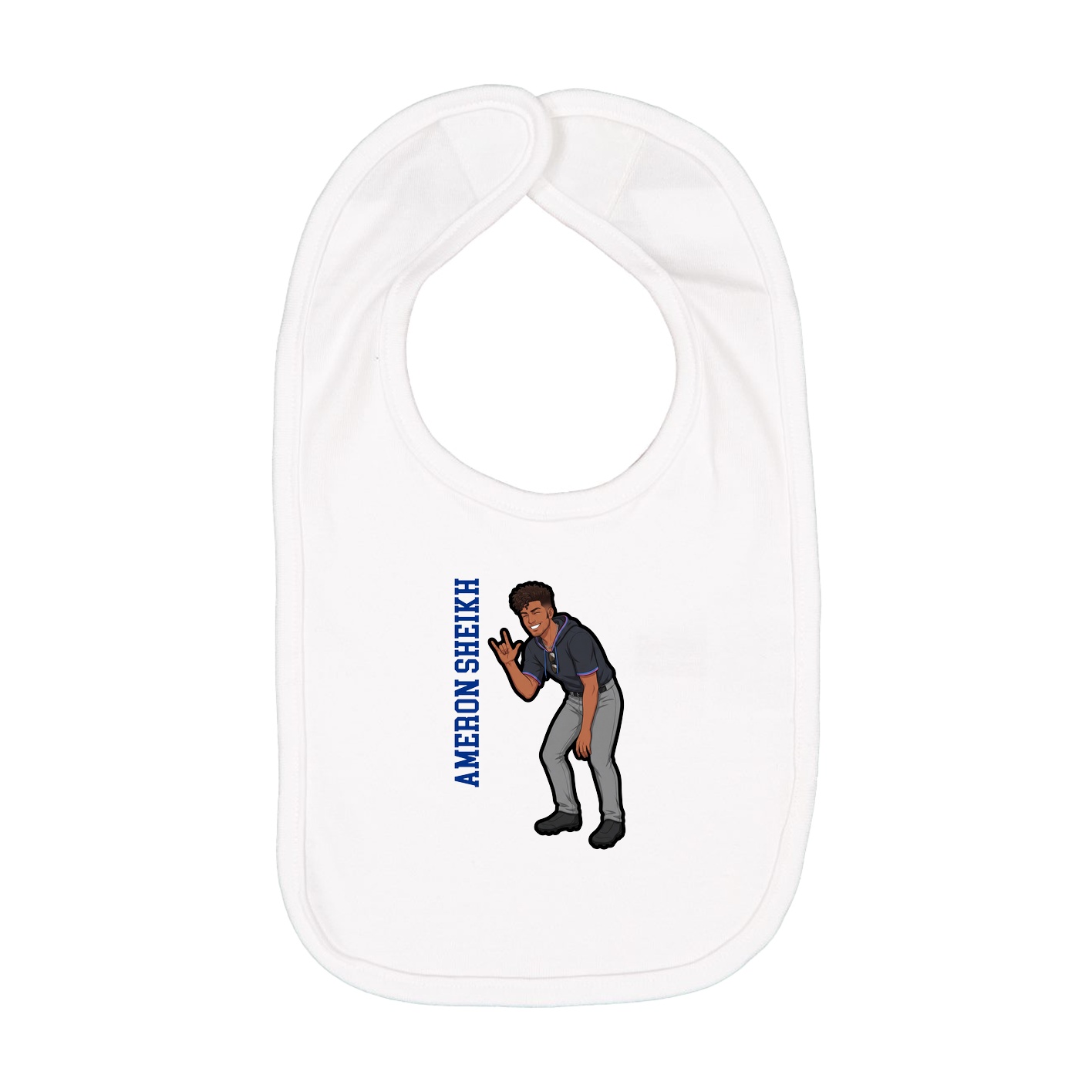 Infant Bib — Name Vertical in White