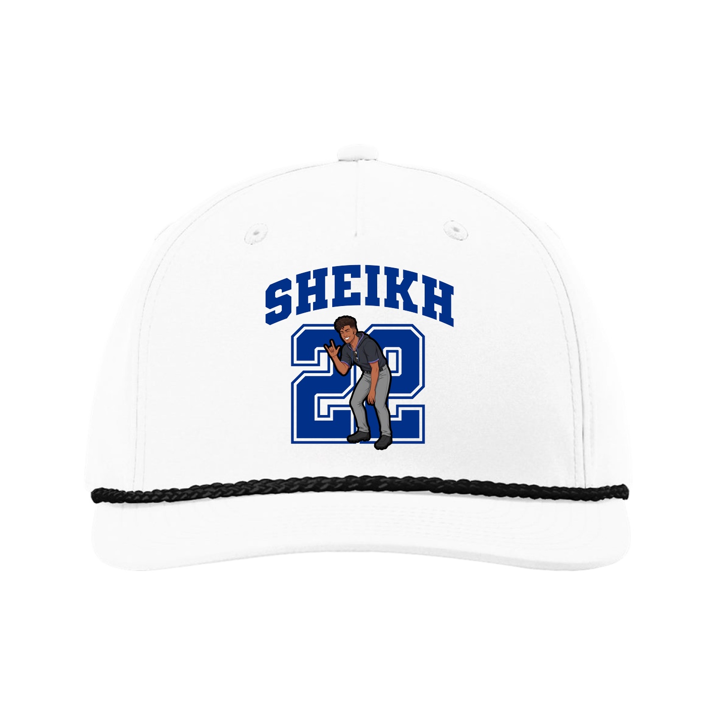 Five-Panel Classic Rope Cap — Number in White
