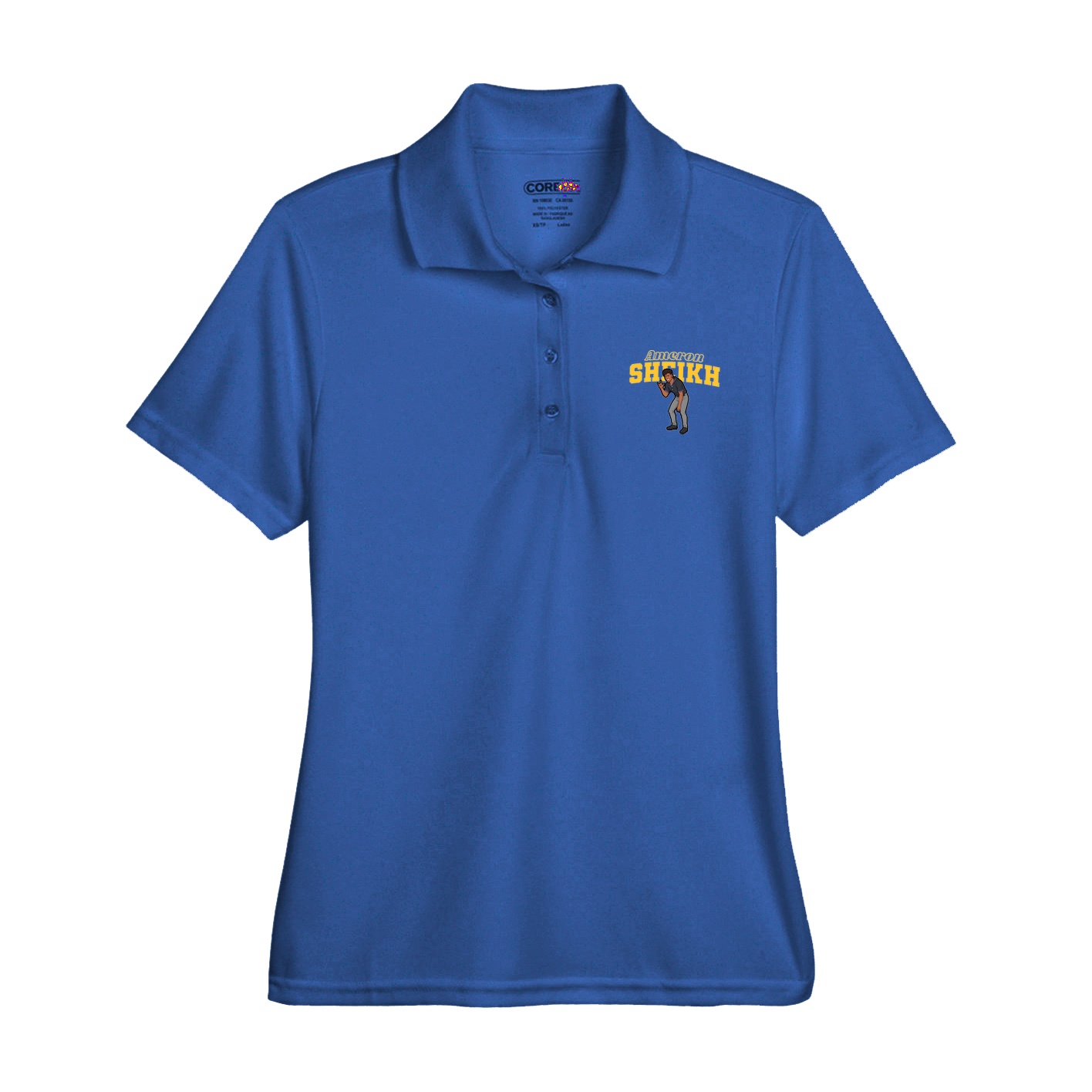 Womens Performance Polo — Name Arch in Royal