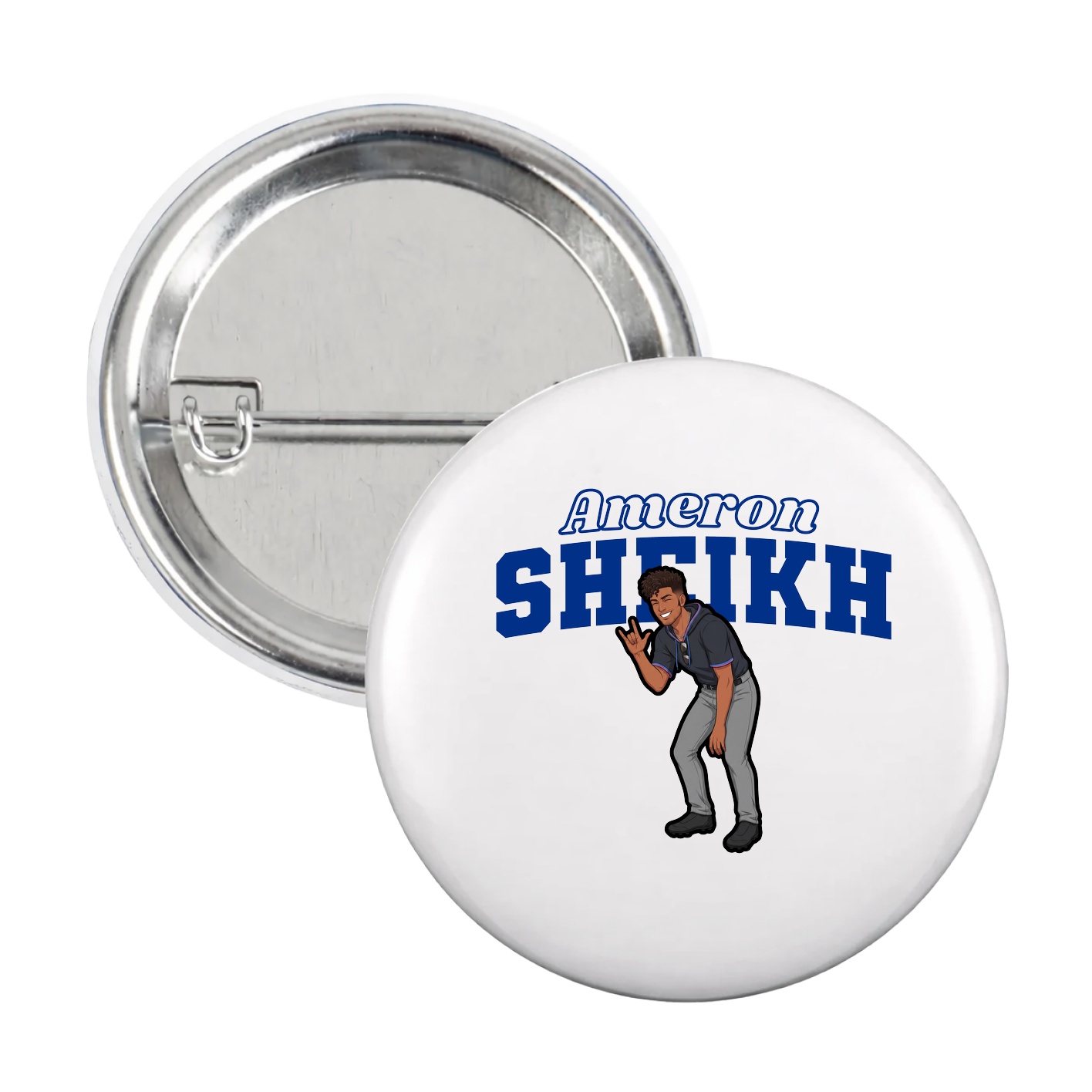 Game Day Button — Name Arch in White