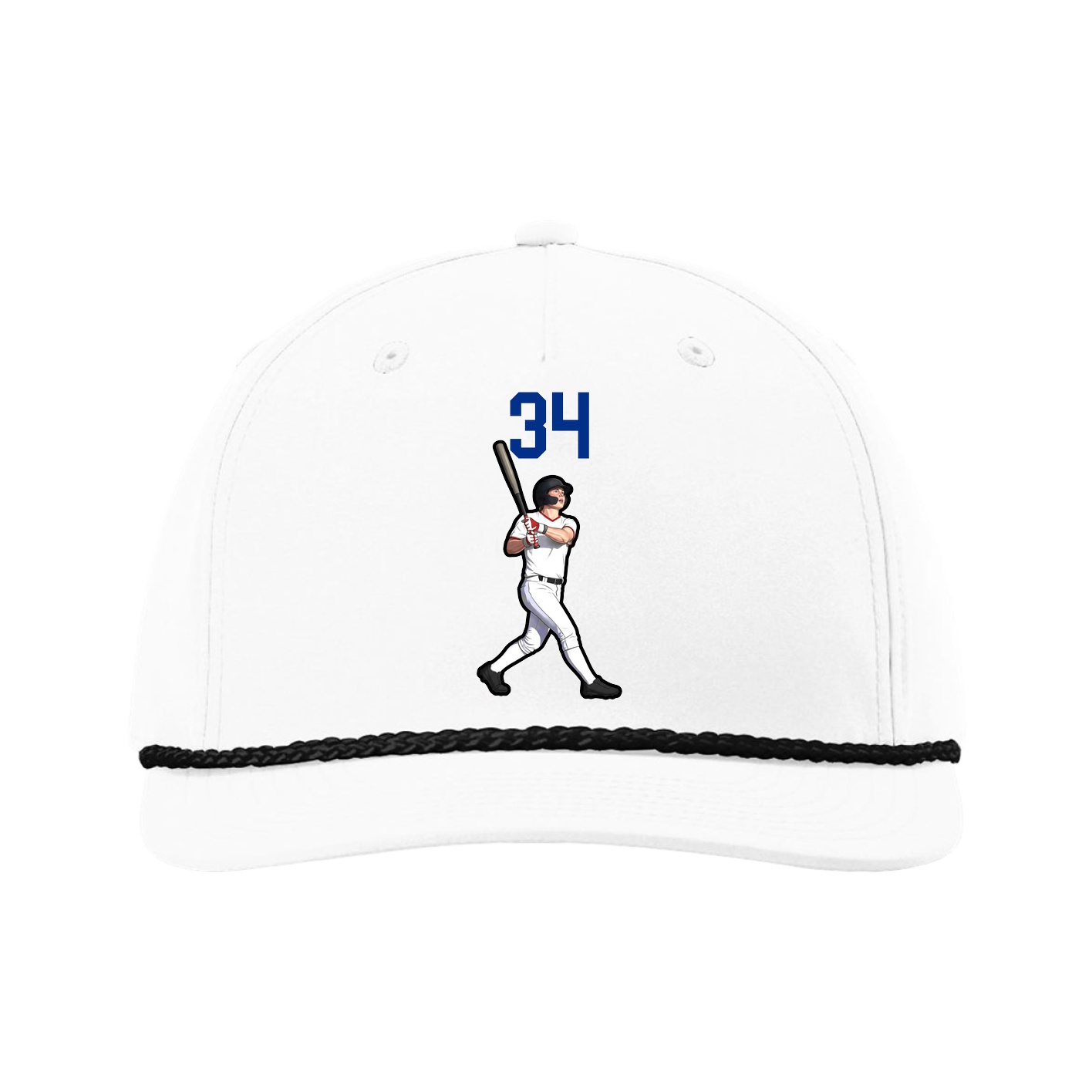 Five-Panel Classic Rope Cap — Number Top in White