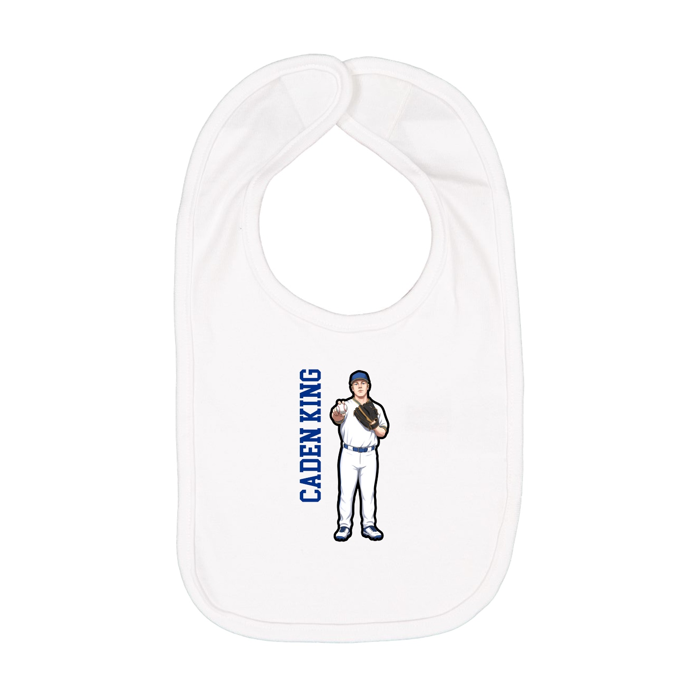 Infant Bib — Name Vertical in White