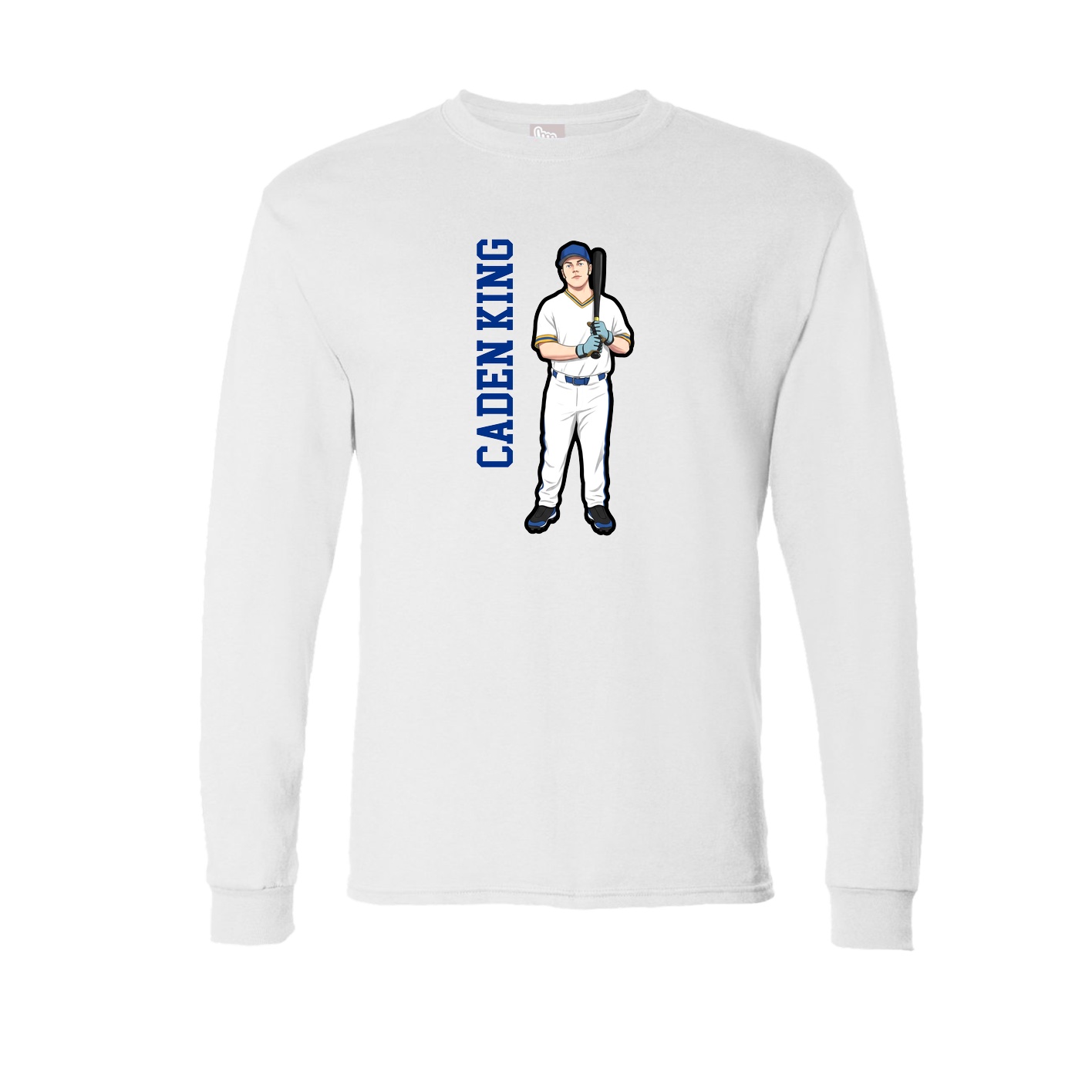 Long Sleeve Tee — Name Vertical in White