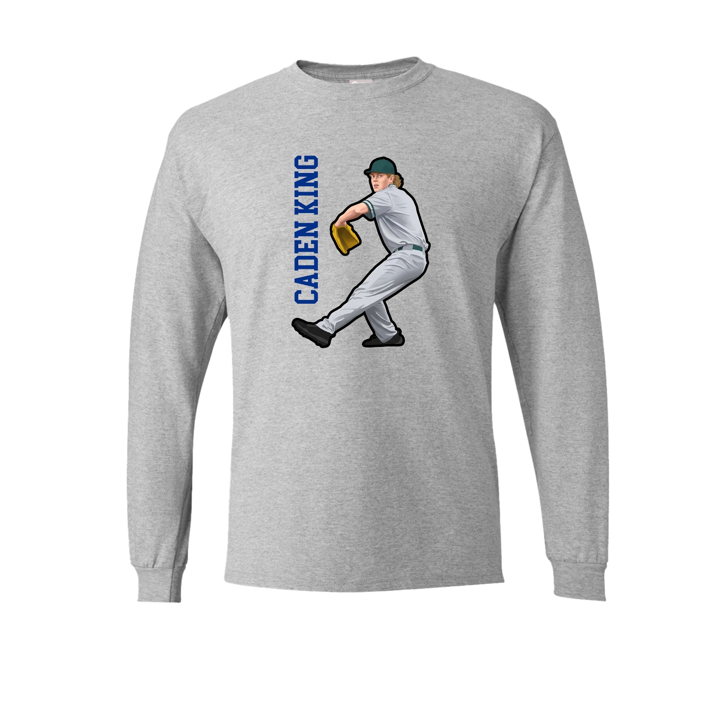 Long Sleeve Tee — Name Vertical in Grey