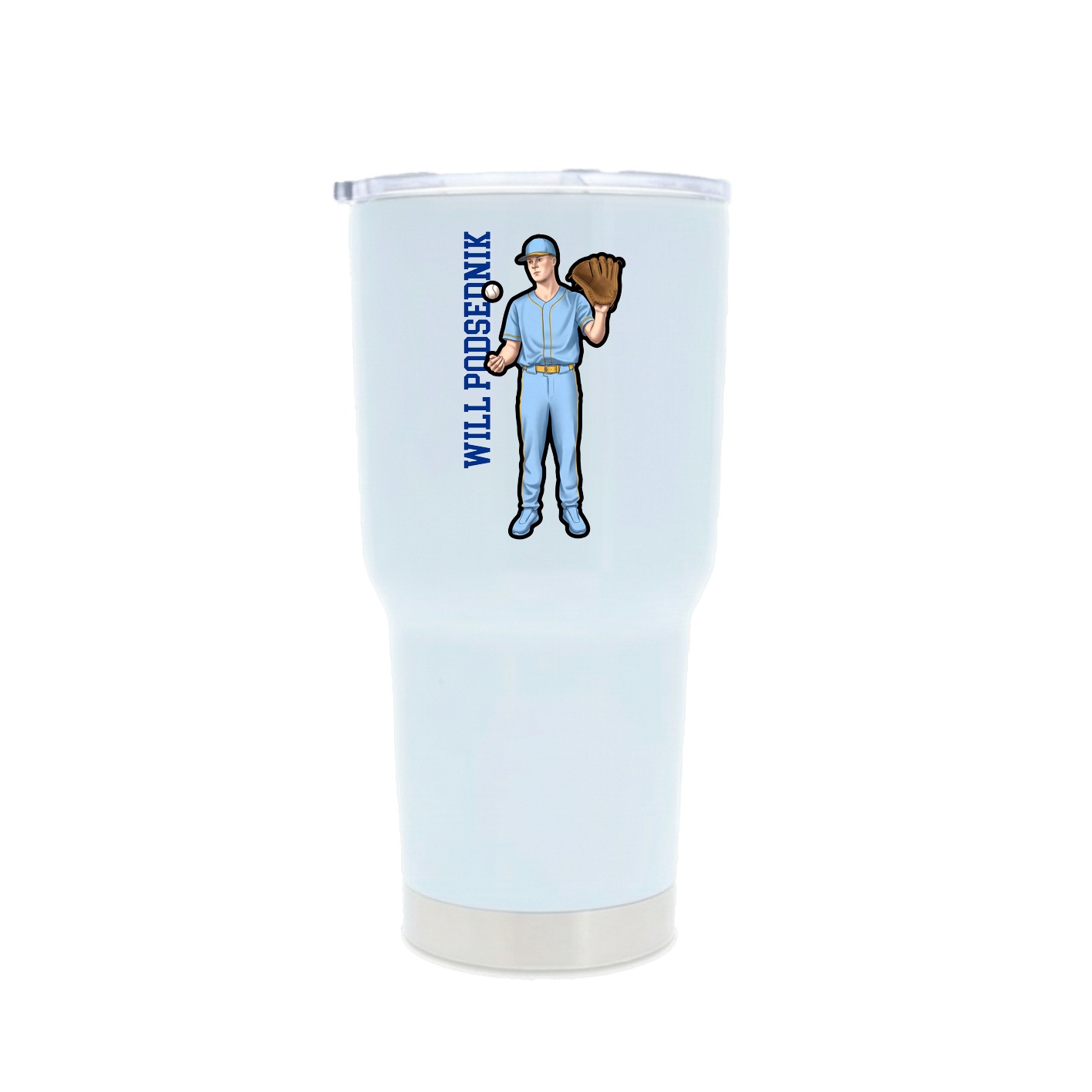 30oz Stainless Steel Tumbler — Name Vertical in White