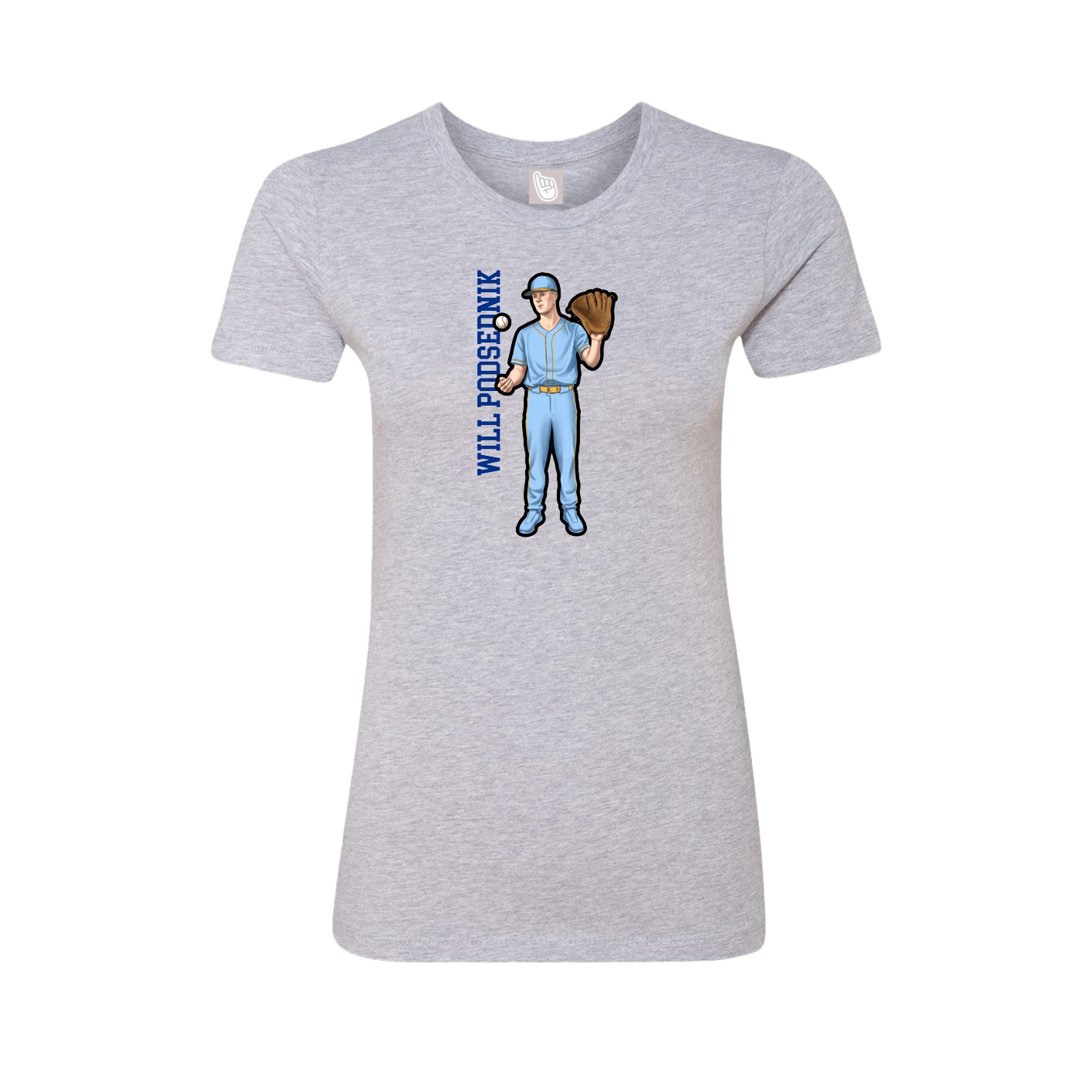 Fitted Women's Tee — Name Vertical in Grey