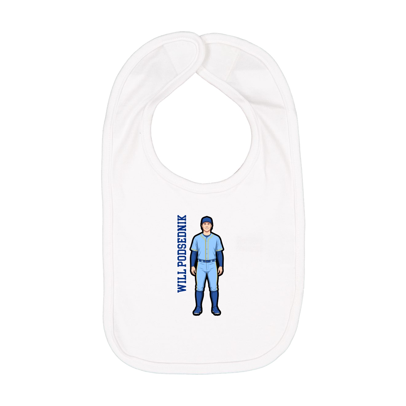 Infant Bib — Name Vertical in White