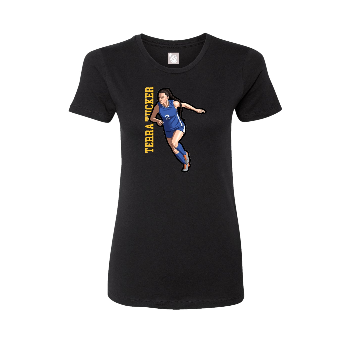 Womens Tee — Name Vertical in Black