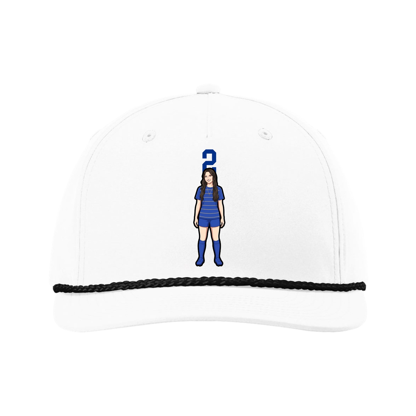 Five-Panel Classic Rope Cap — Number Top in White
