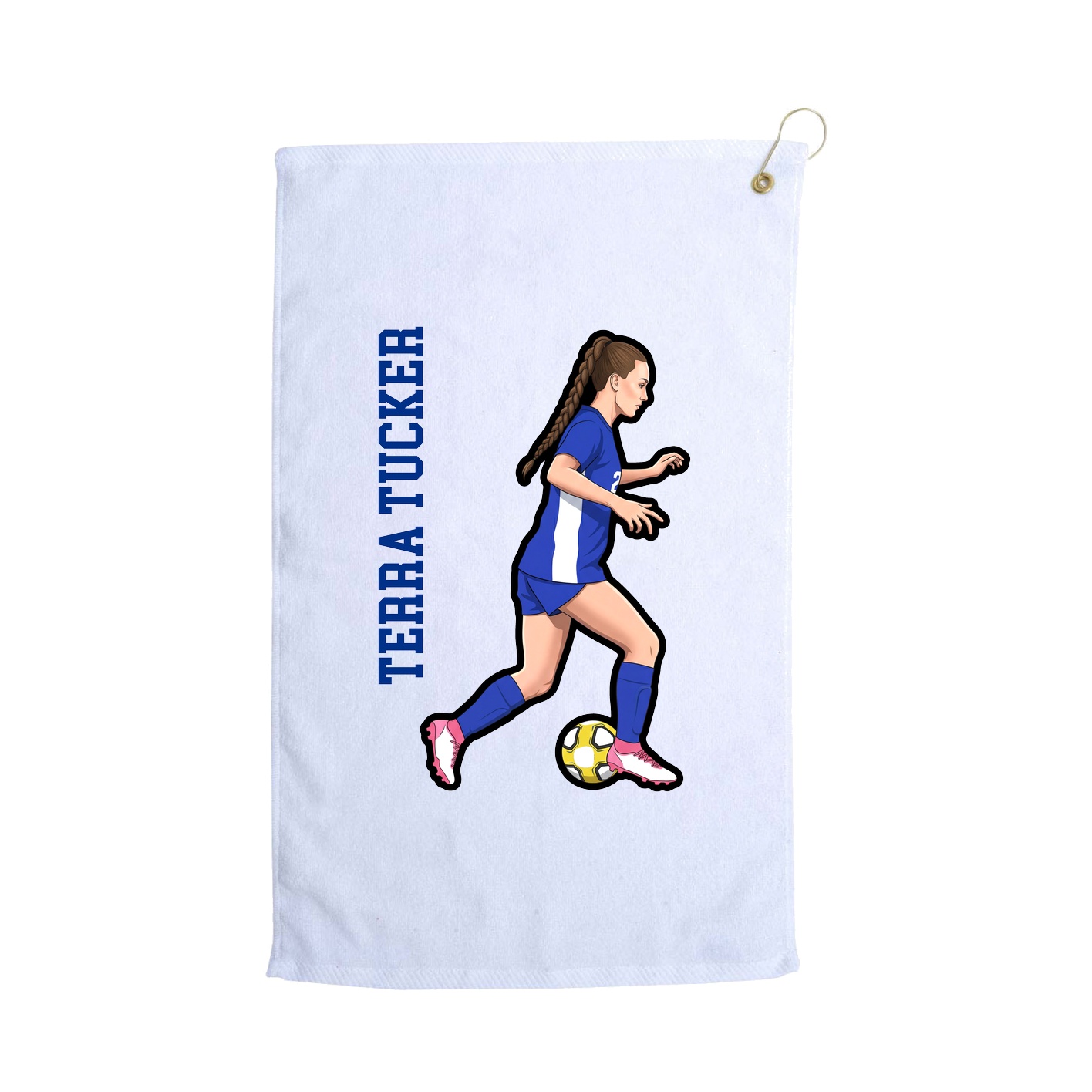 Golf Towel — Name Vertical in White