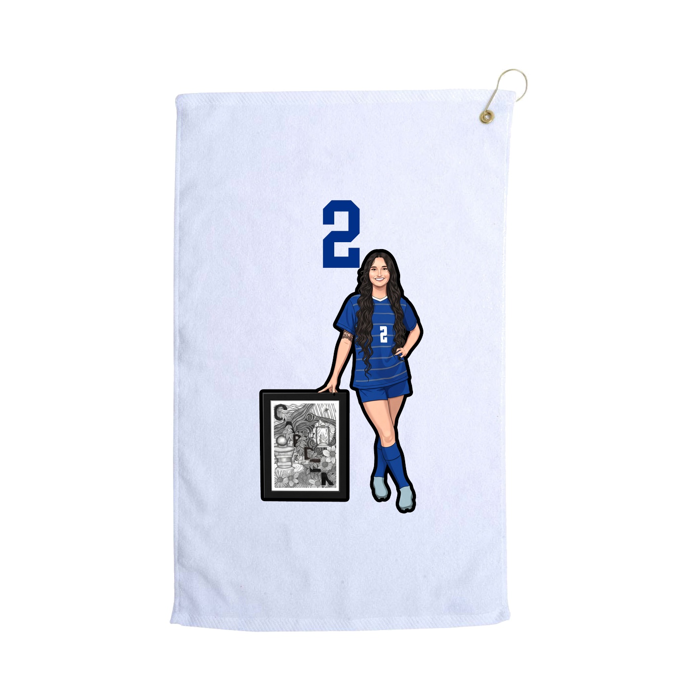 Golf Towel — Number Top in White
