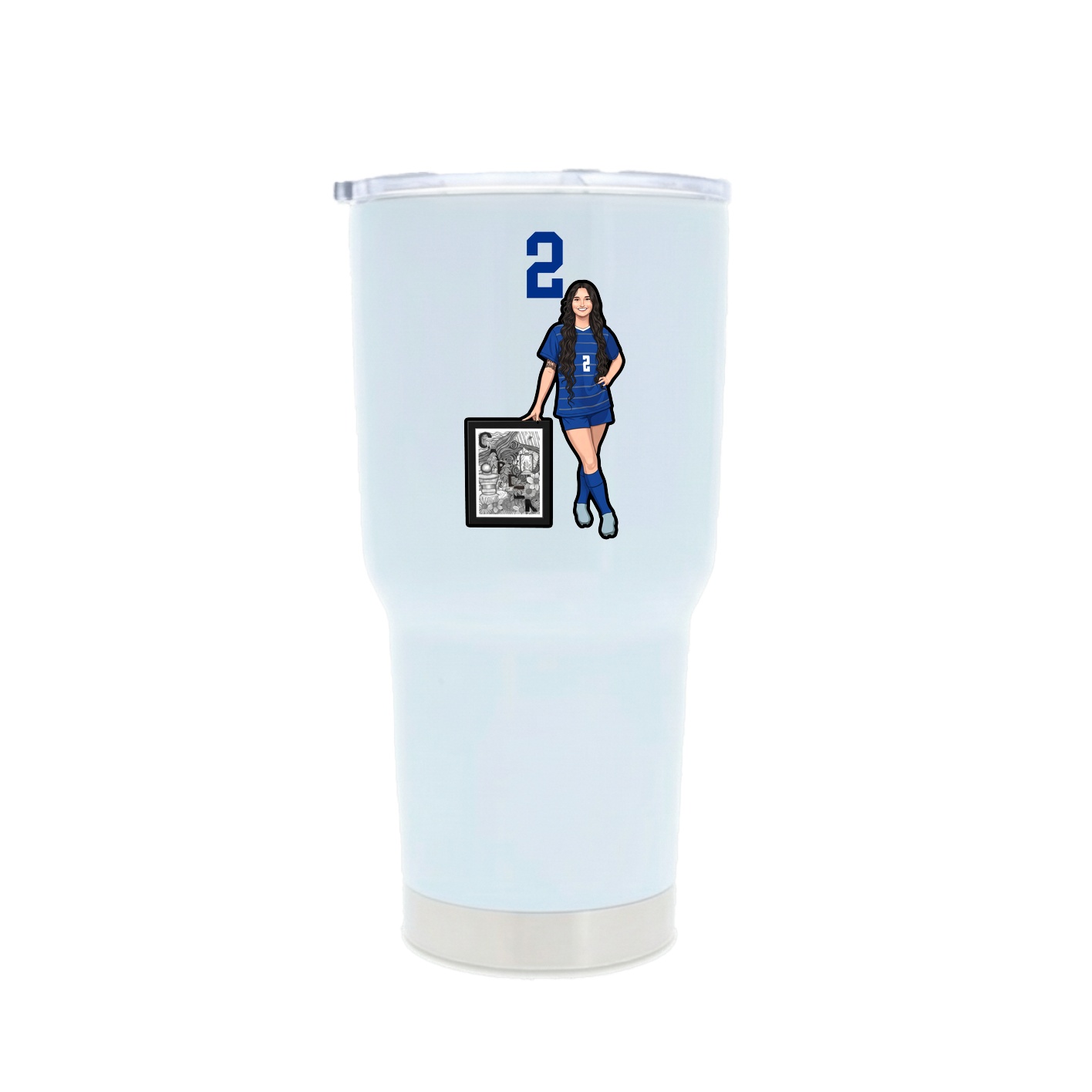 30oz Stainless Steel Tumbler — Number Top in White