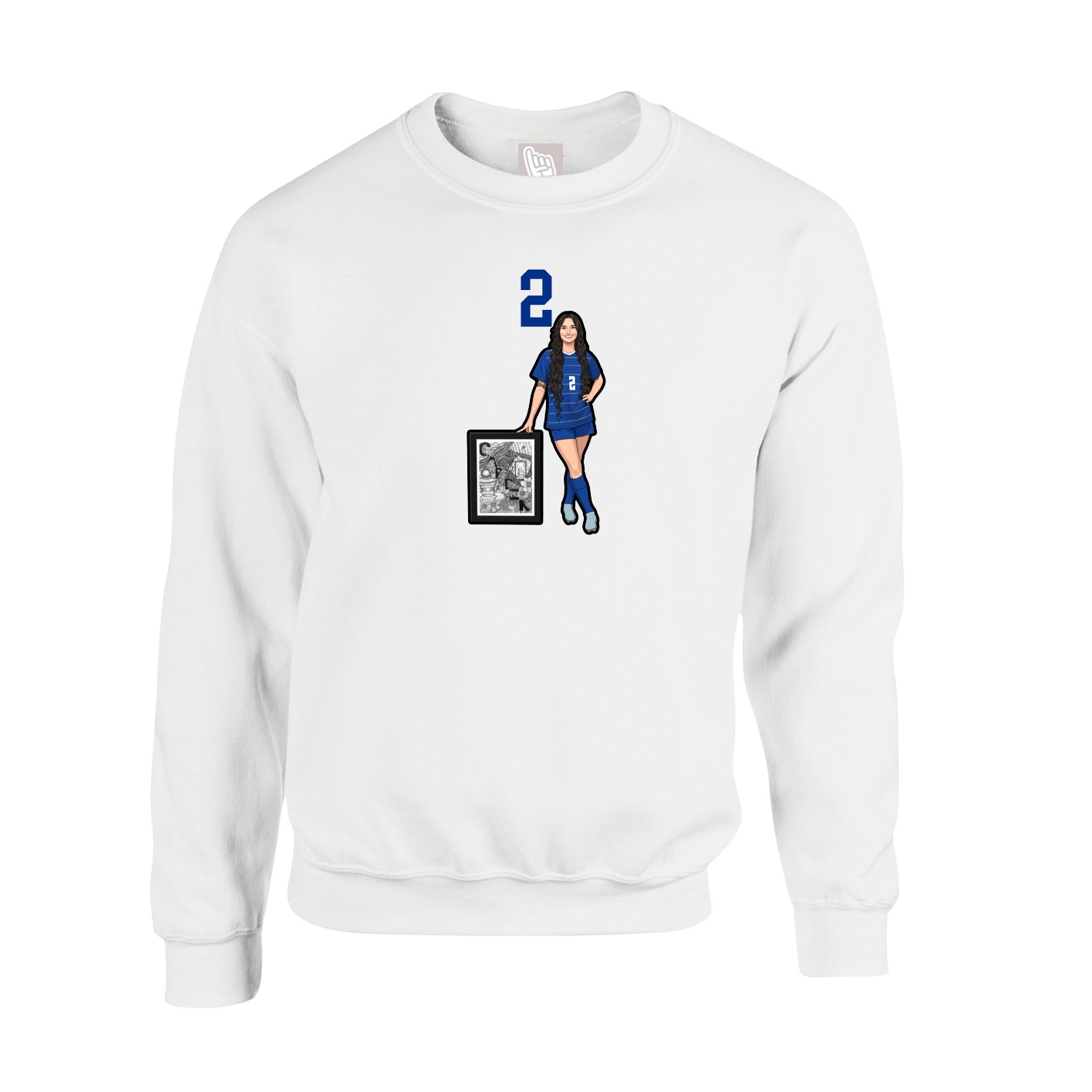 Fleece Crew — Number Top in White