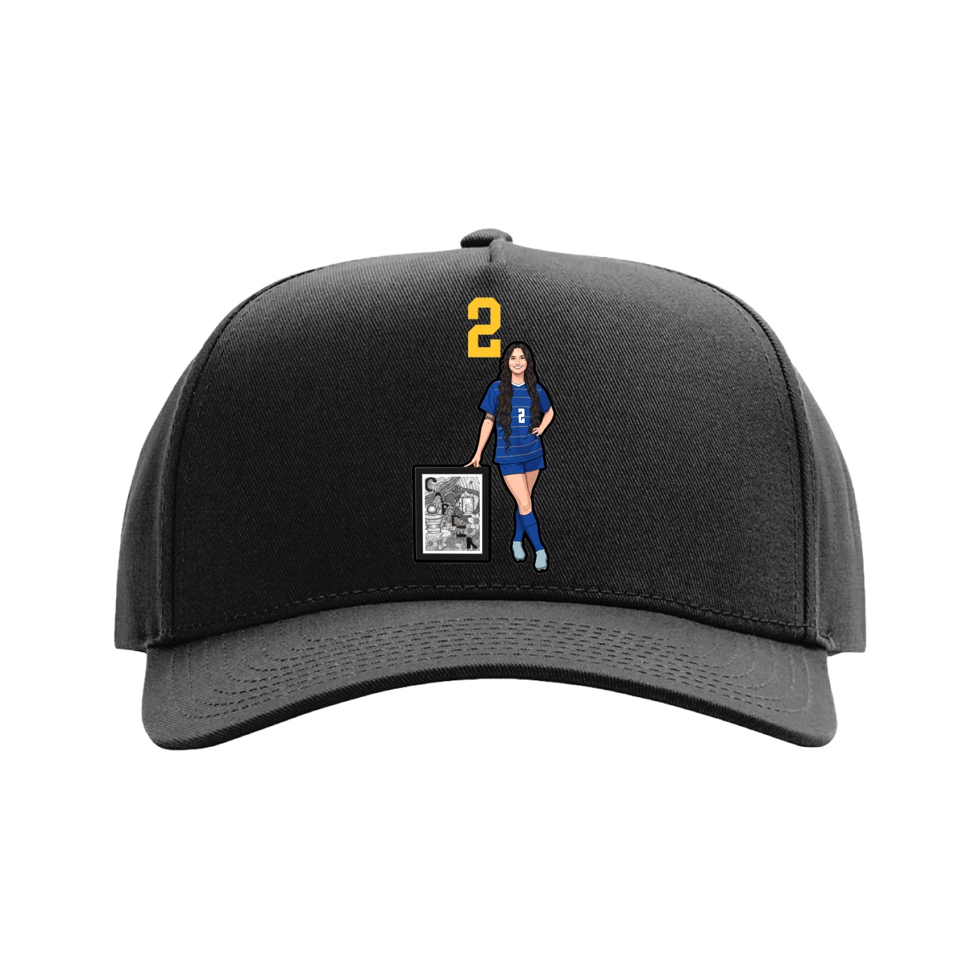 Full Fabric Five-Panel Champ Cap — Number Top in Black