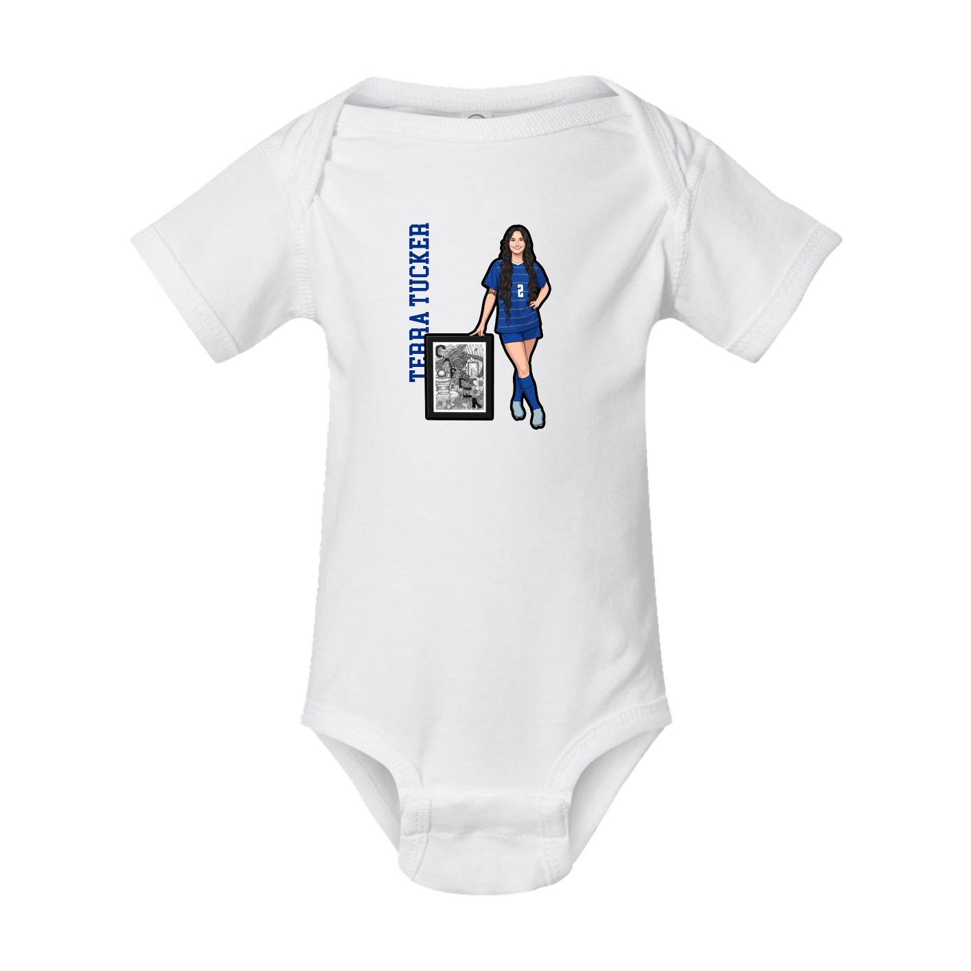 Baby Onesie — Name Vertical in White