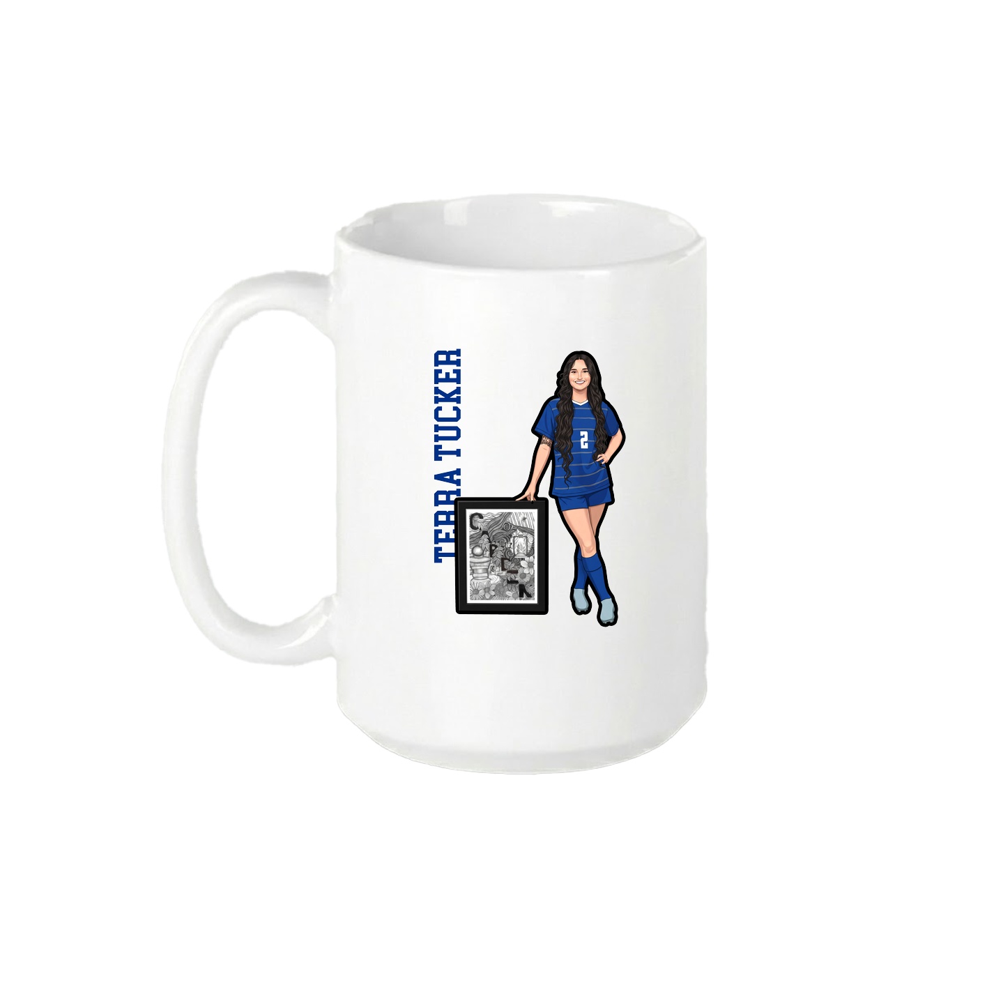15oz Coffee Mug — Name Vertical in White