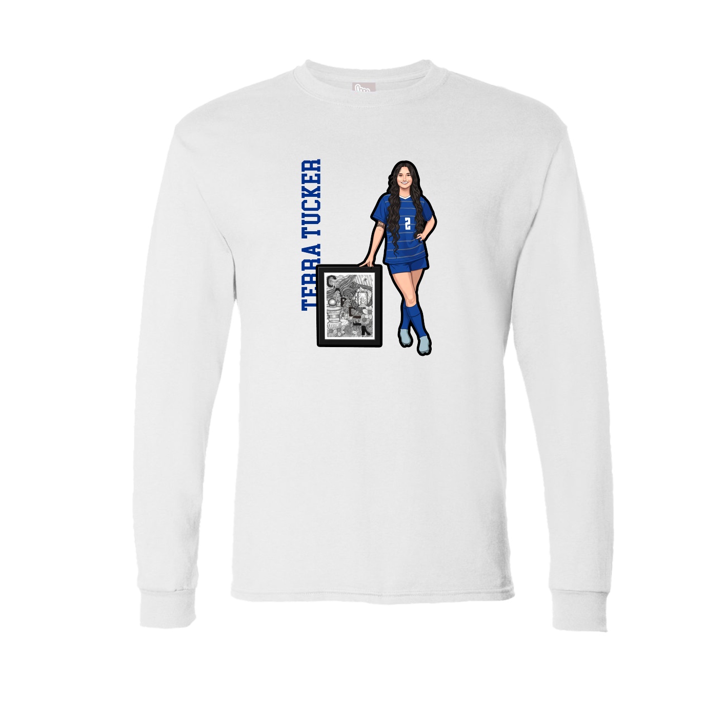 Long Sleeve Tee — Name Vertical in White
