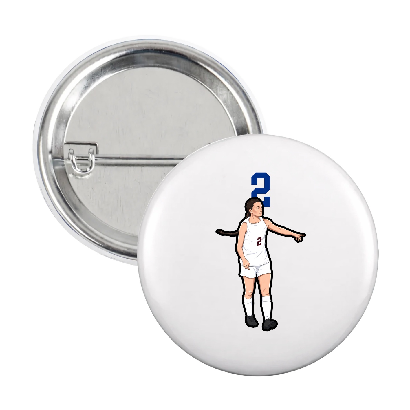 Game Day Button — Number Top in White
