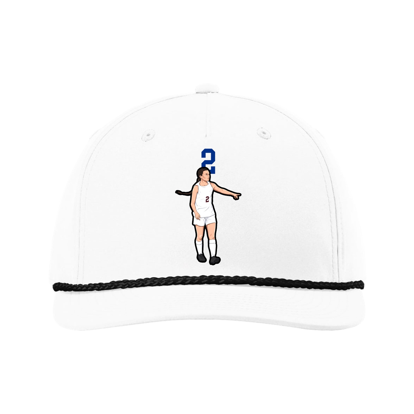 Five-Panel Classic Rope Cap — Number Top in White