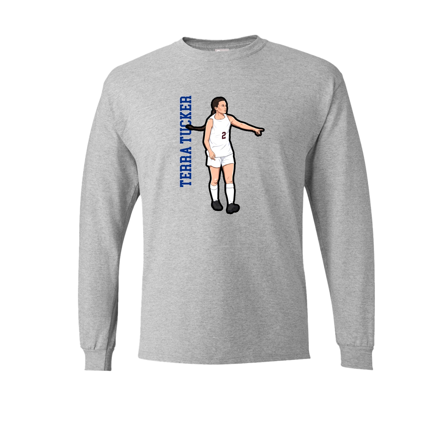 Long Sleeve Tee — Name Vertical in Grey