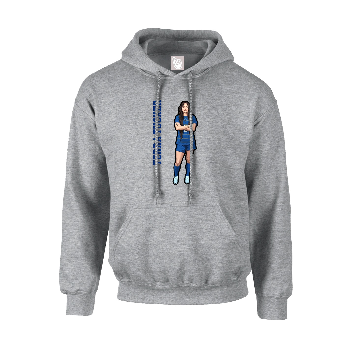 Youth Hoodie — Name Vertical in Grey