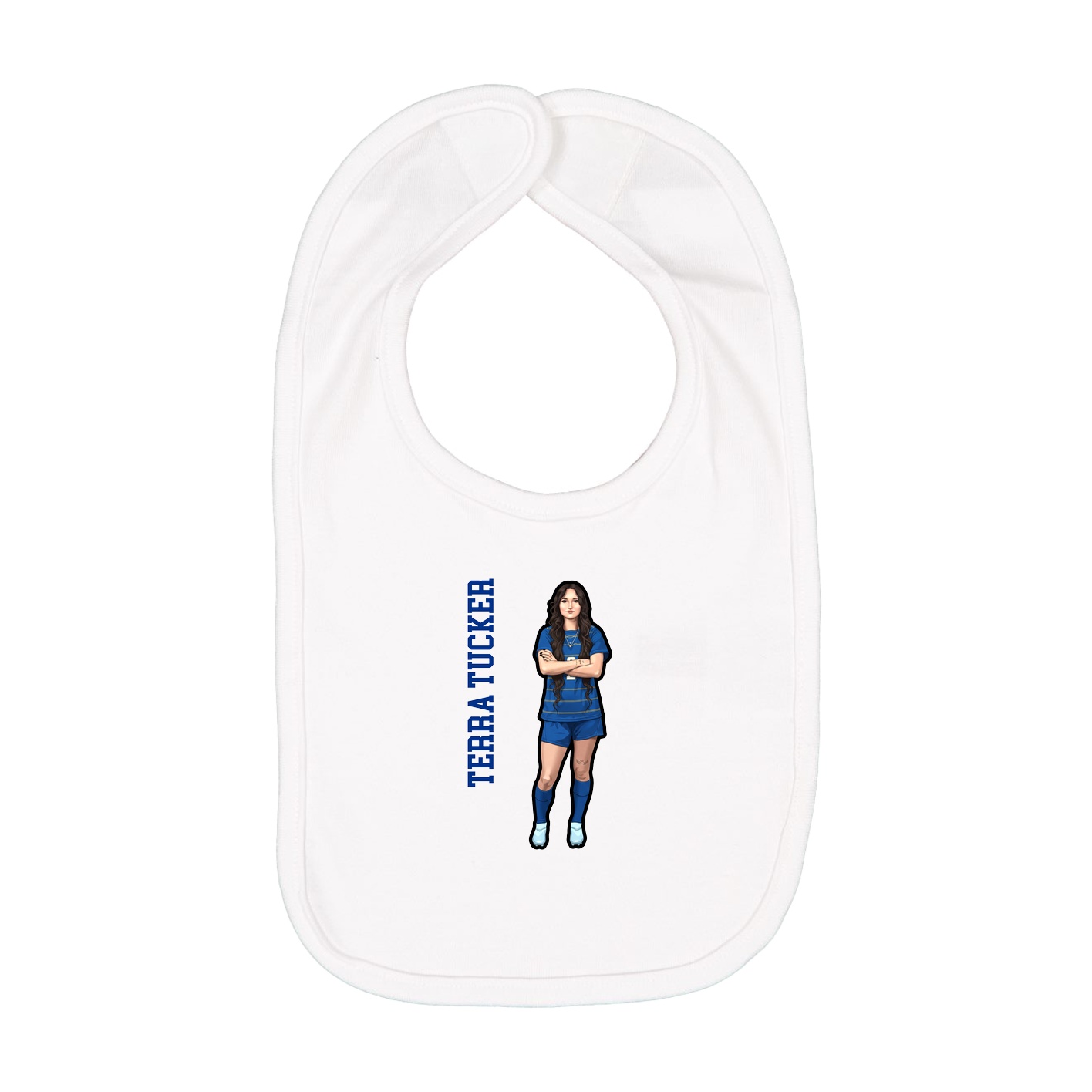 Infant Bib — Name Vertical in White