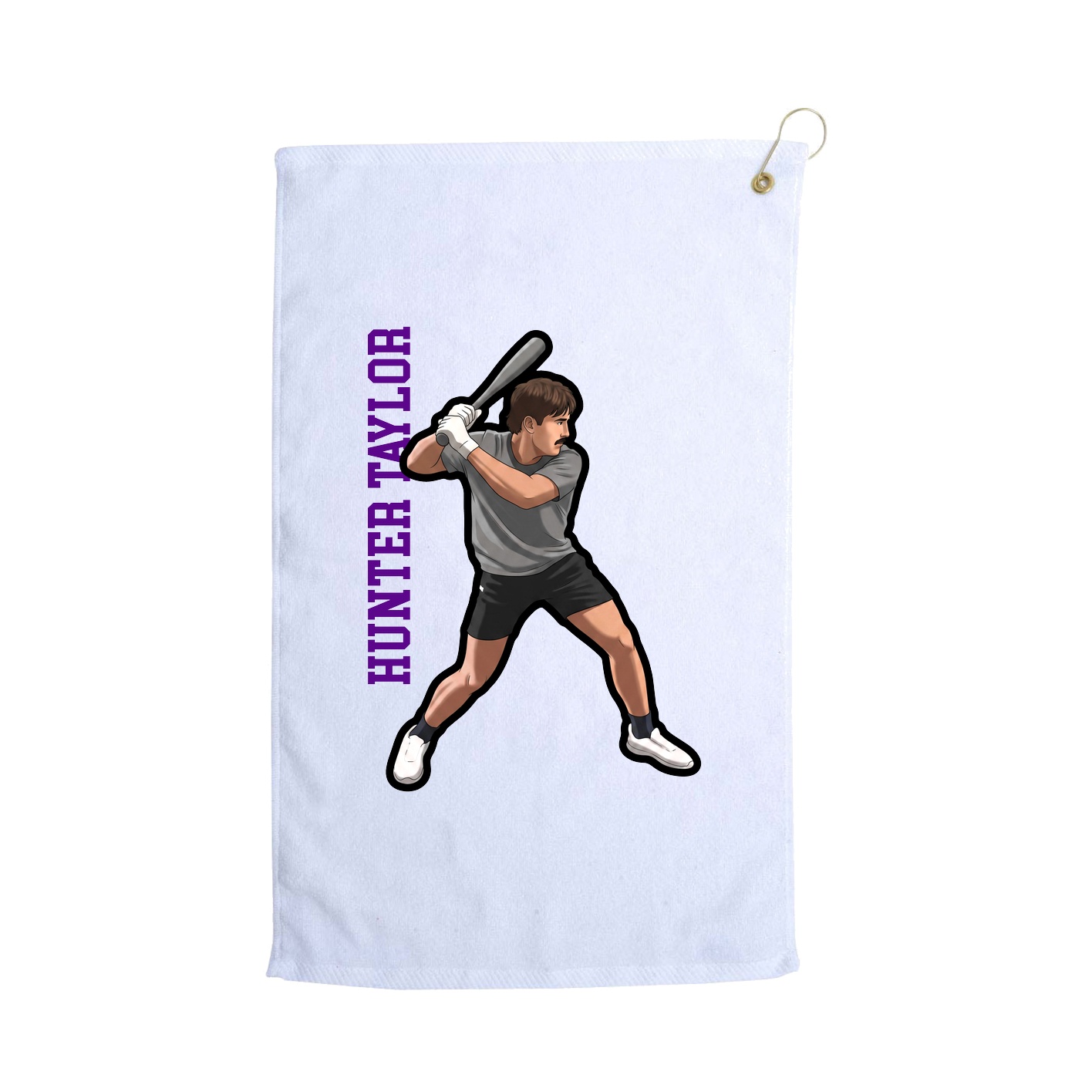 Golf Towel — Name Vertical in White