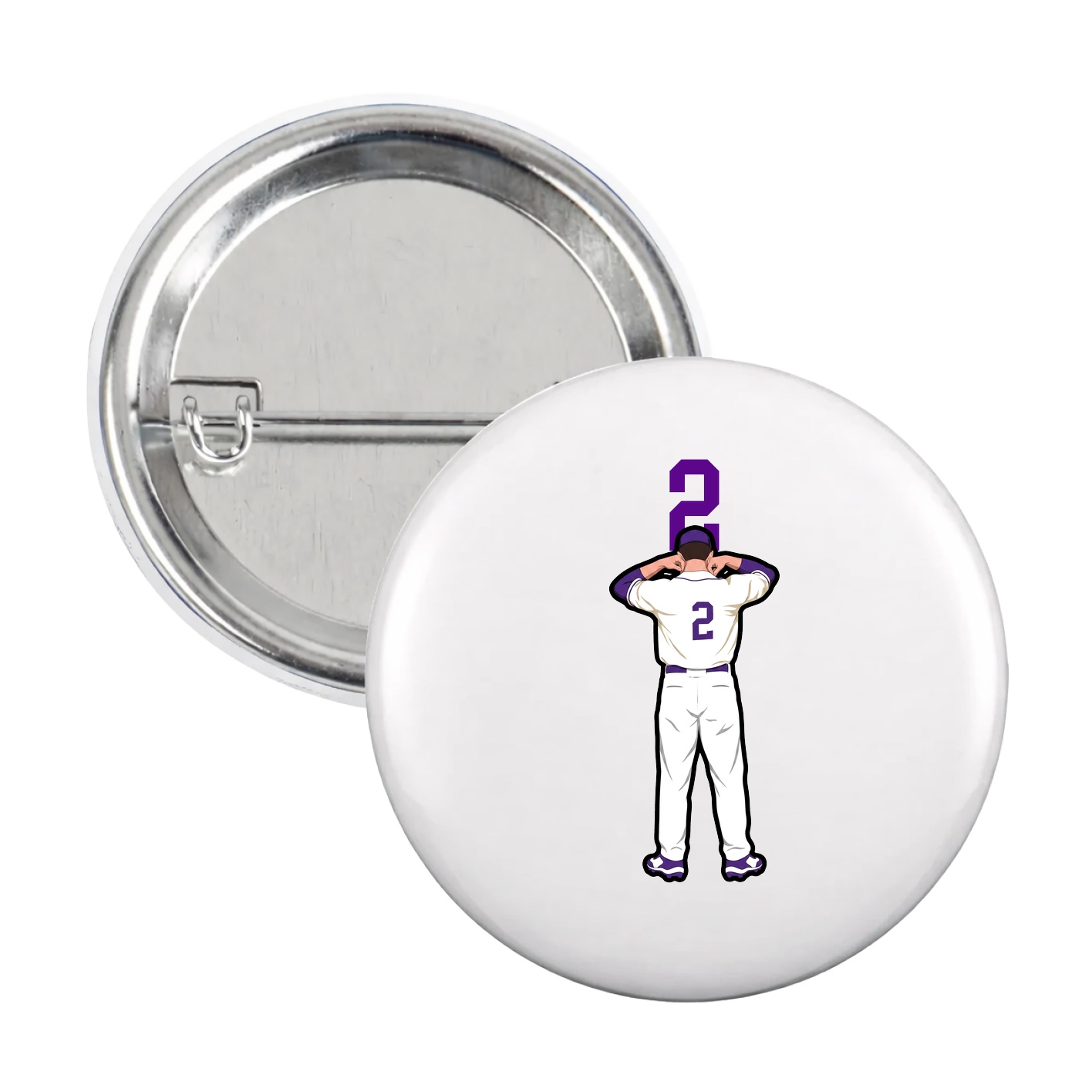 Game Day Button — Number Top in White