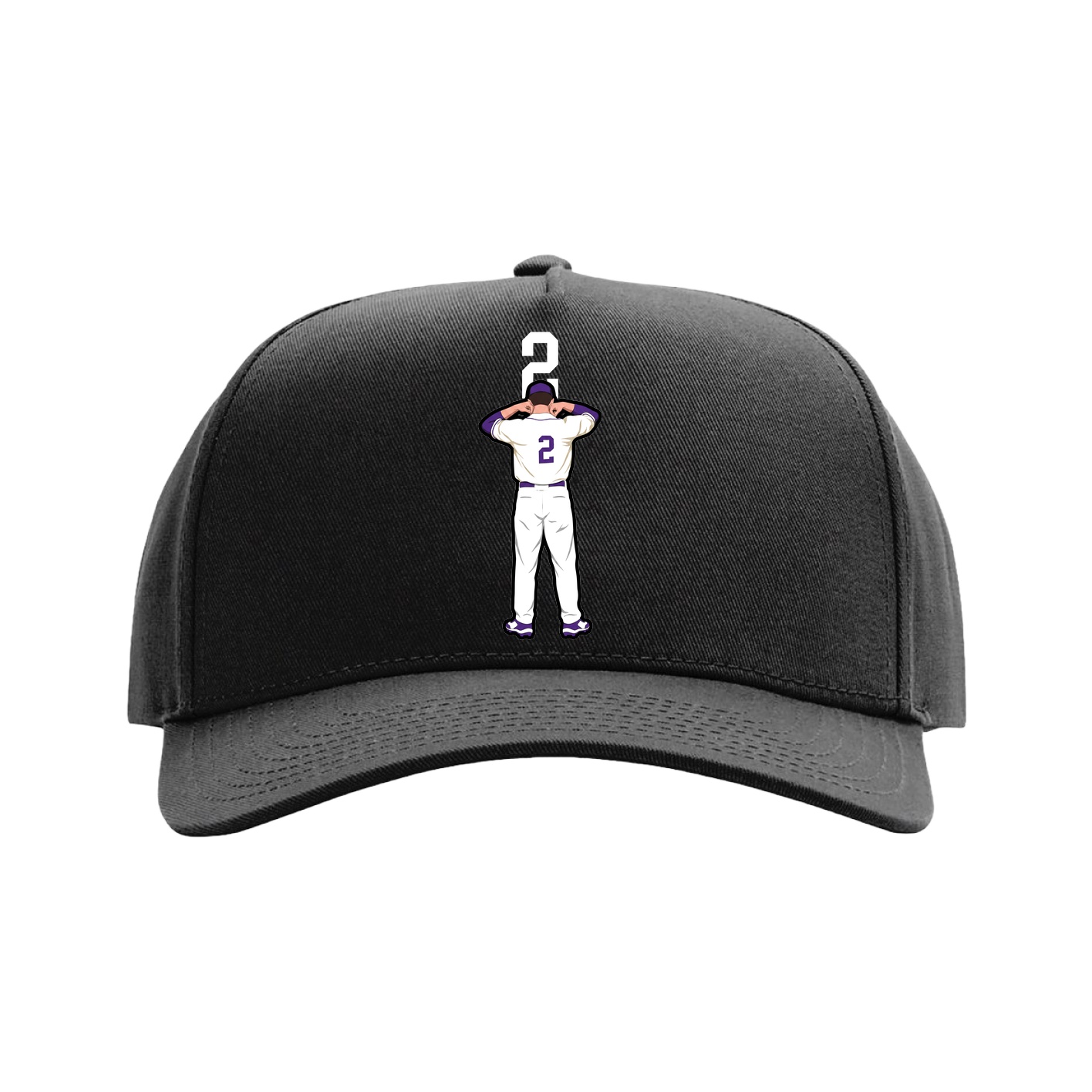 Full Fabric Five-Panel Champ Cap — Number Top in Black