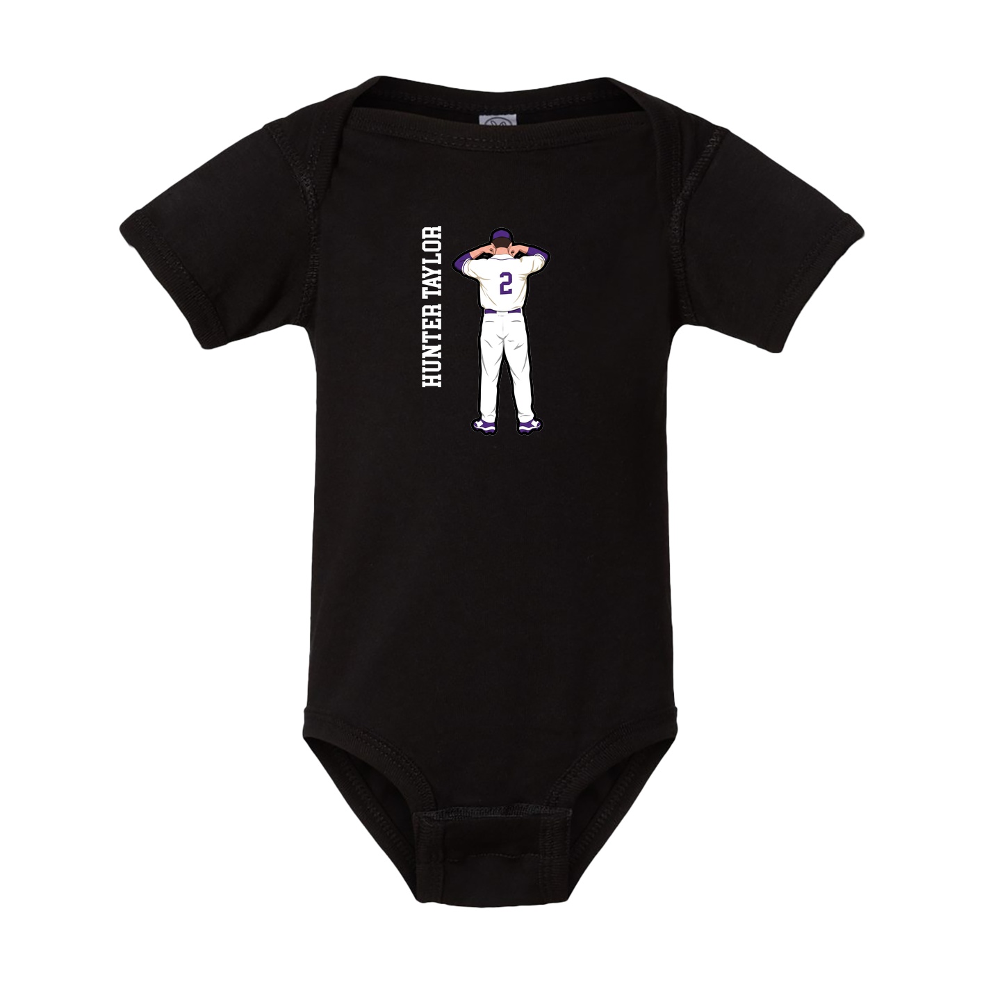 Baby Onesie — Name Vertical in Black