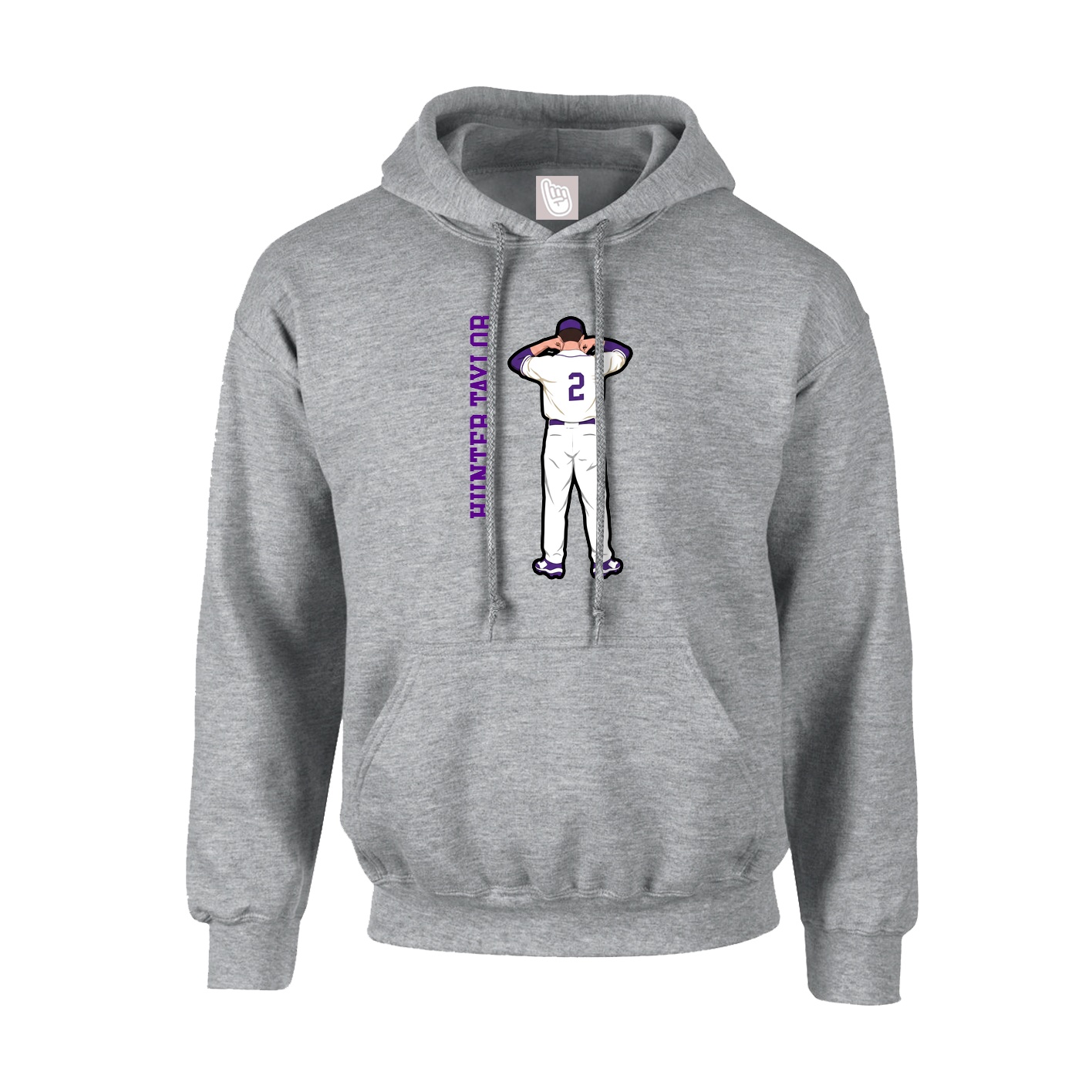 Youth Hoodie — Name Vertical in Grey