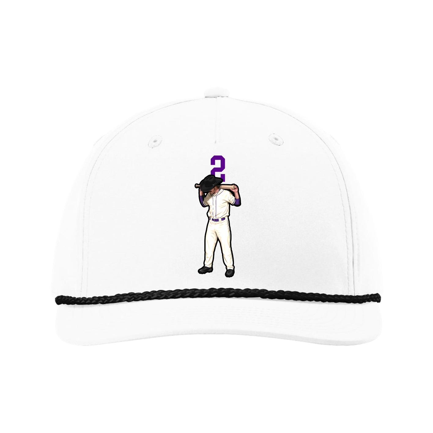 Five-Panel Classic Rope Cap — Number Top in White