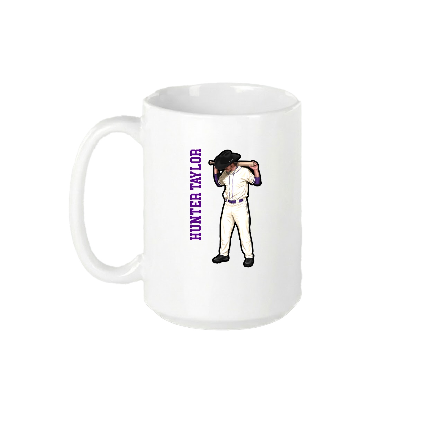15oz Coffee Mug — Name Vertical in White