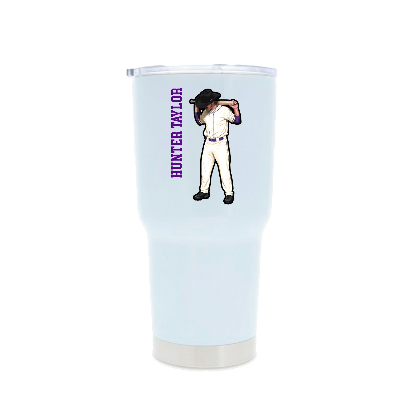30oz Stainless Steel Tumbler — Name Vertical in White