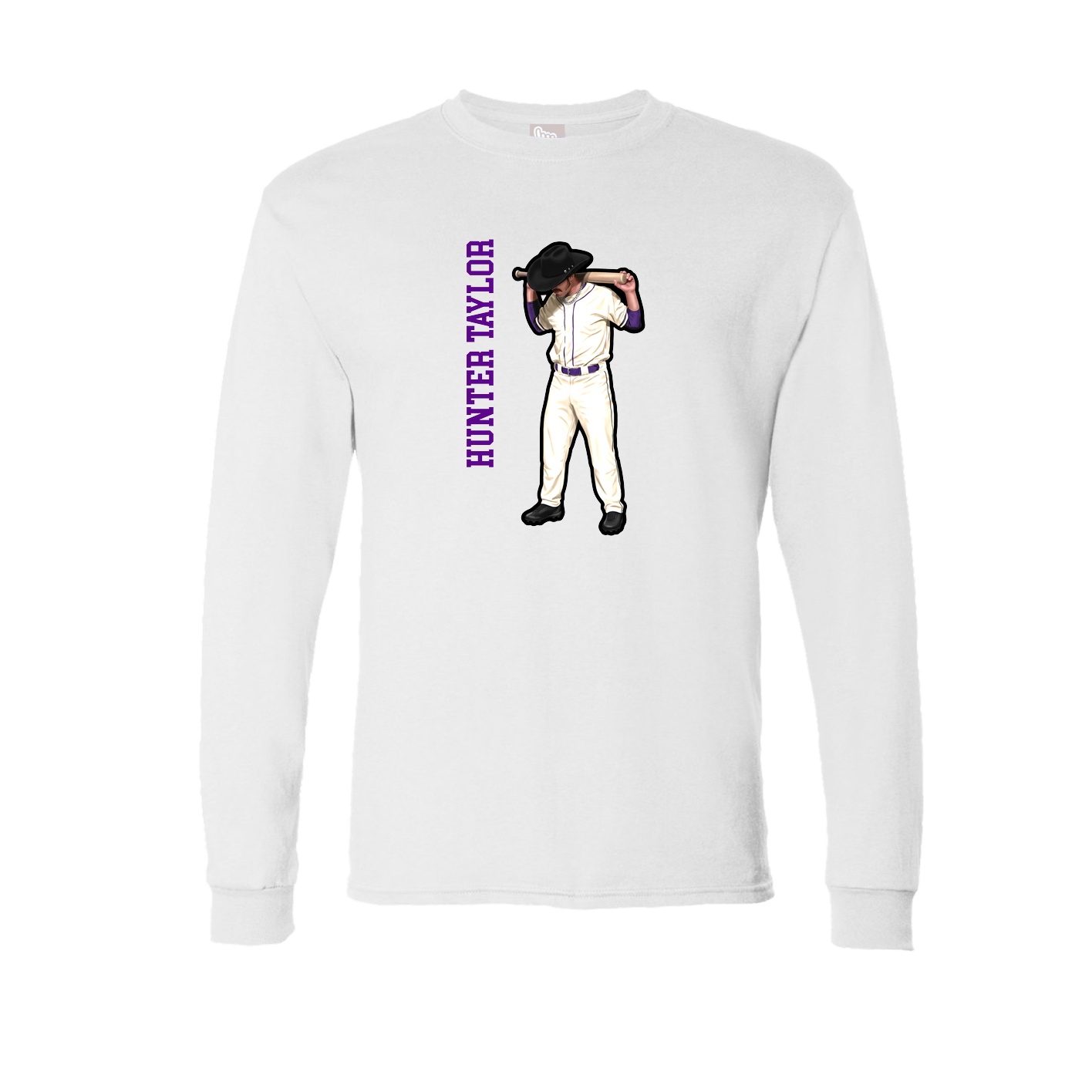 Long Sleeve Tee — Name Vertical in White