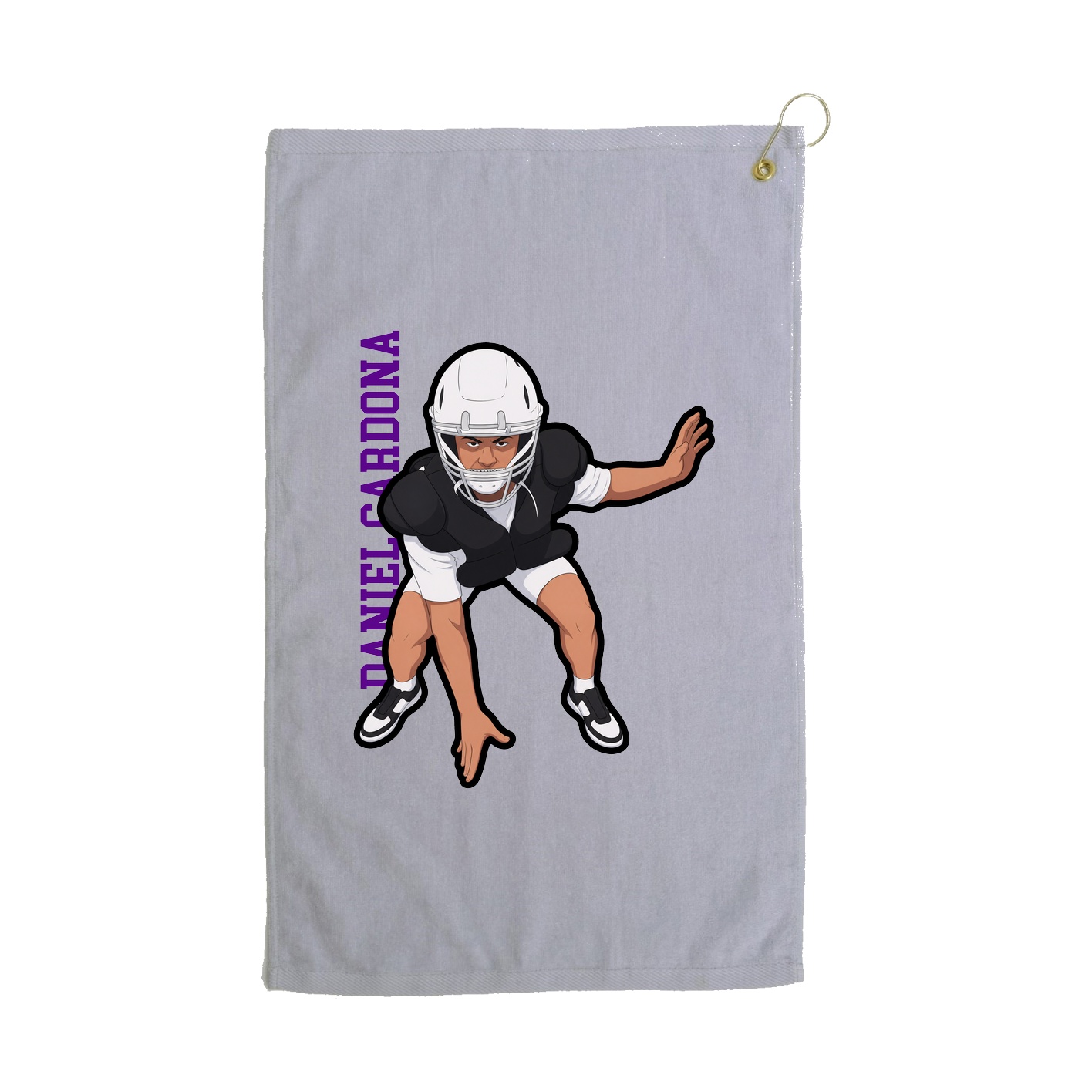 Golf Towel — Name Vertical in Grey