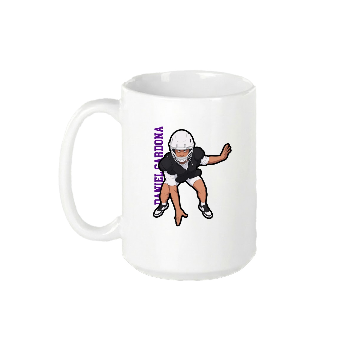 15oz Coffee Mug — Name Vertical in White