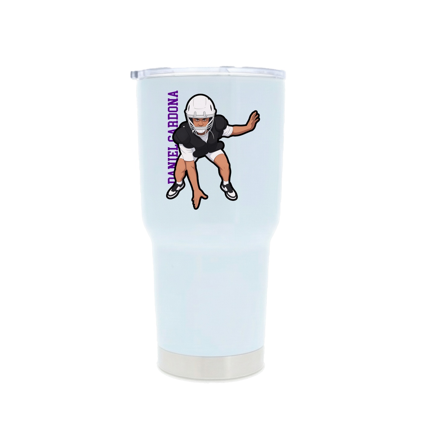30oz Stainless Steel Tumbler — Name Vertical in White