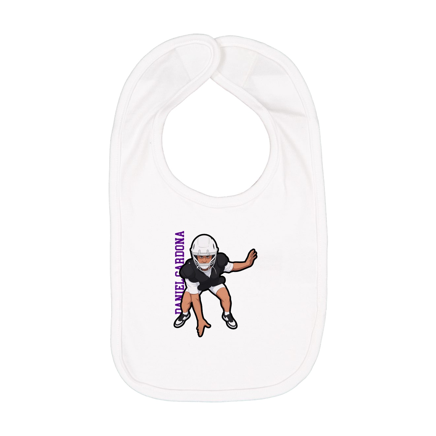 Infant Bib — Name Vertical in White