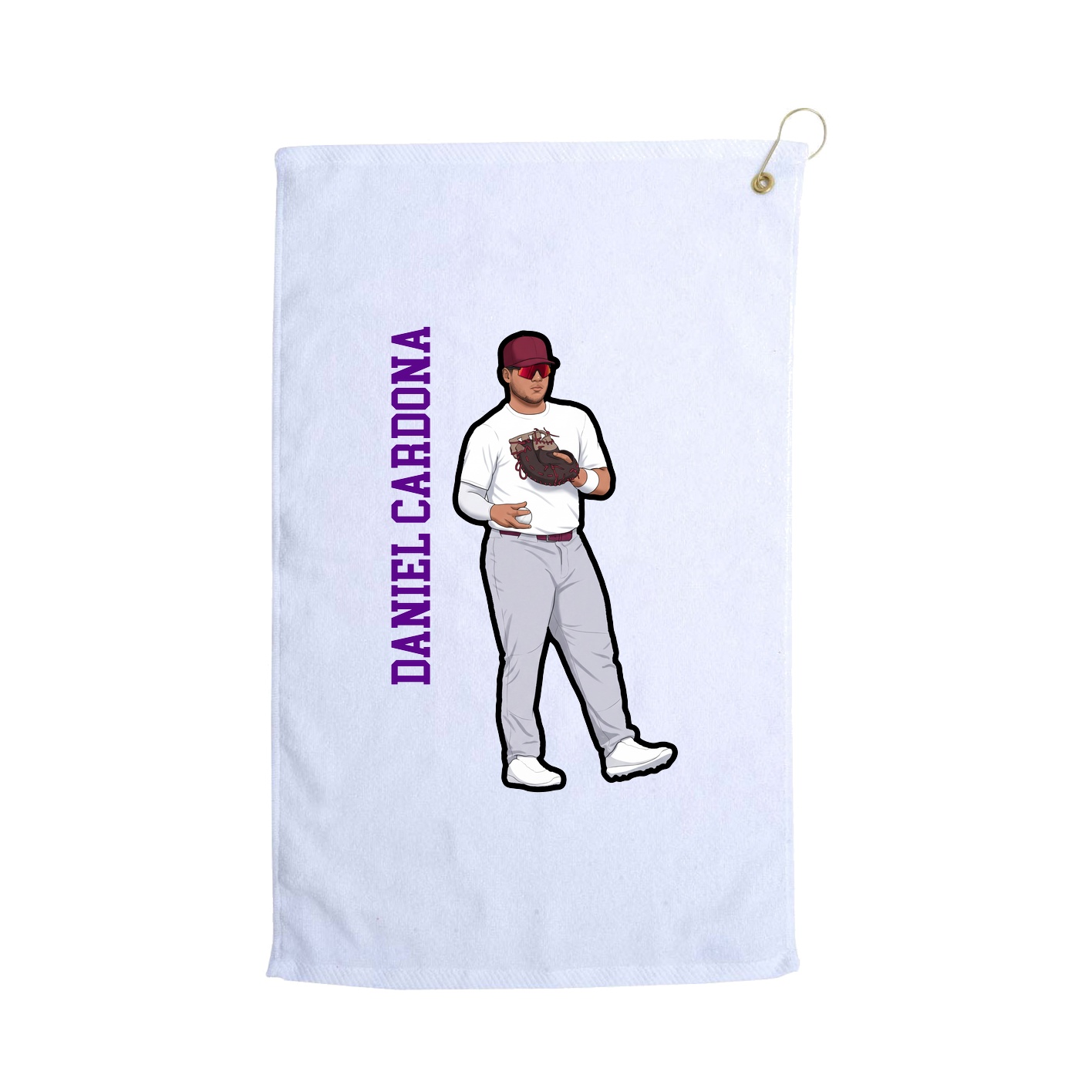 Golf Towel — Name Vertical in White