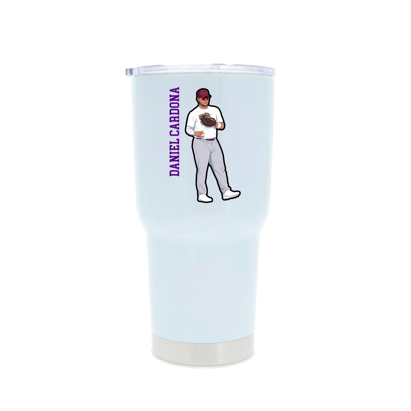 30oz Stainless Steel Tumbler — Name Vertical in White