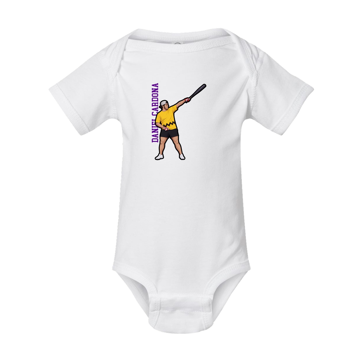 Baby Onesie — Name Vertical in White