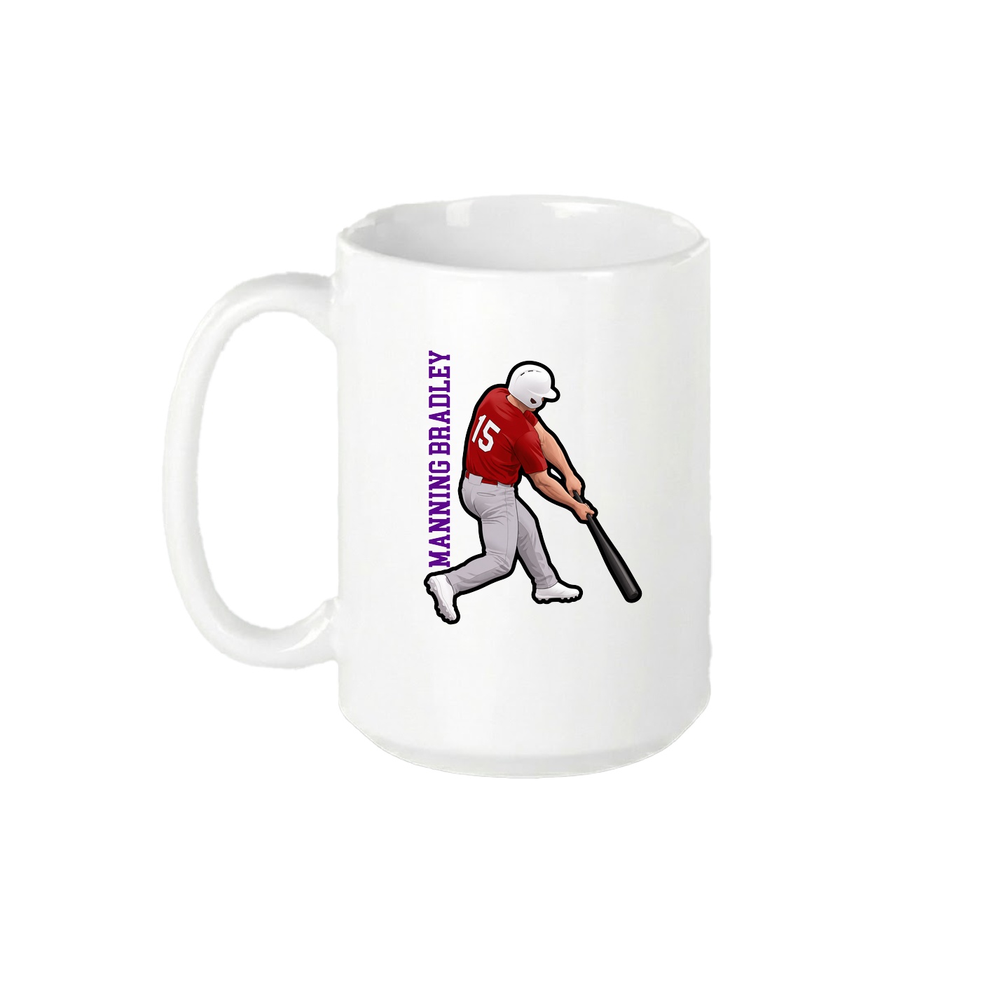 15oz Coffee Mug — Name Vertical in White