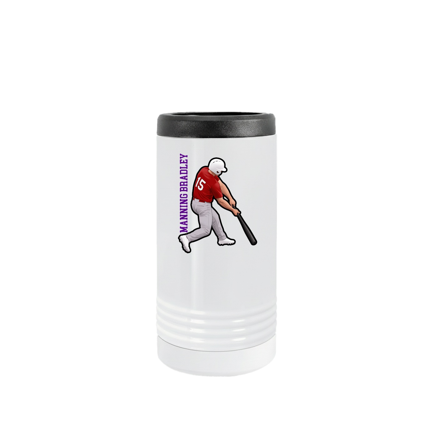 Slim Beverage Holder — Name Vertical in White