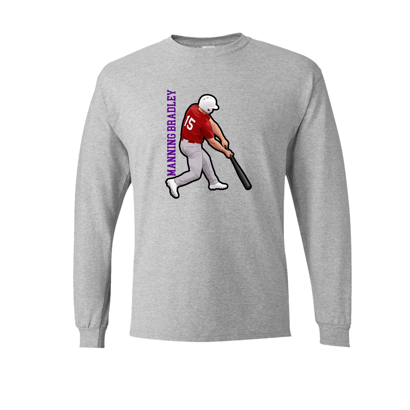 Long Sleeve Tee — Name Vertical in Grey