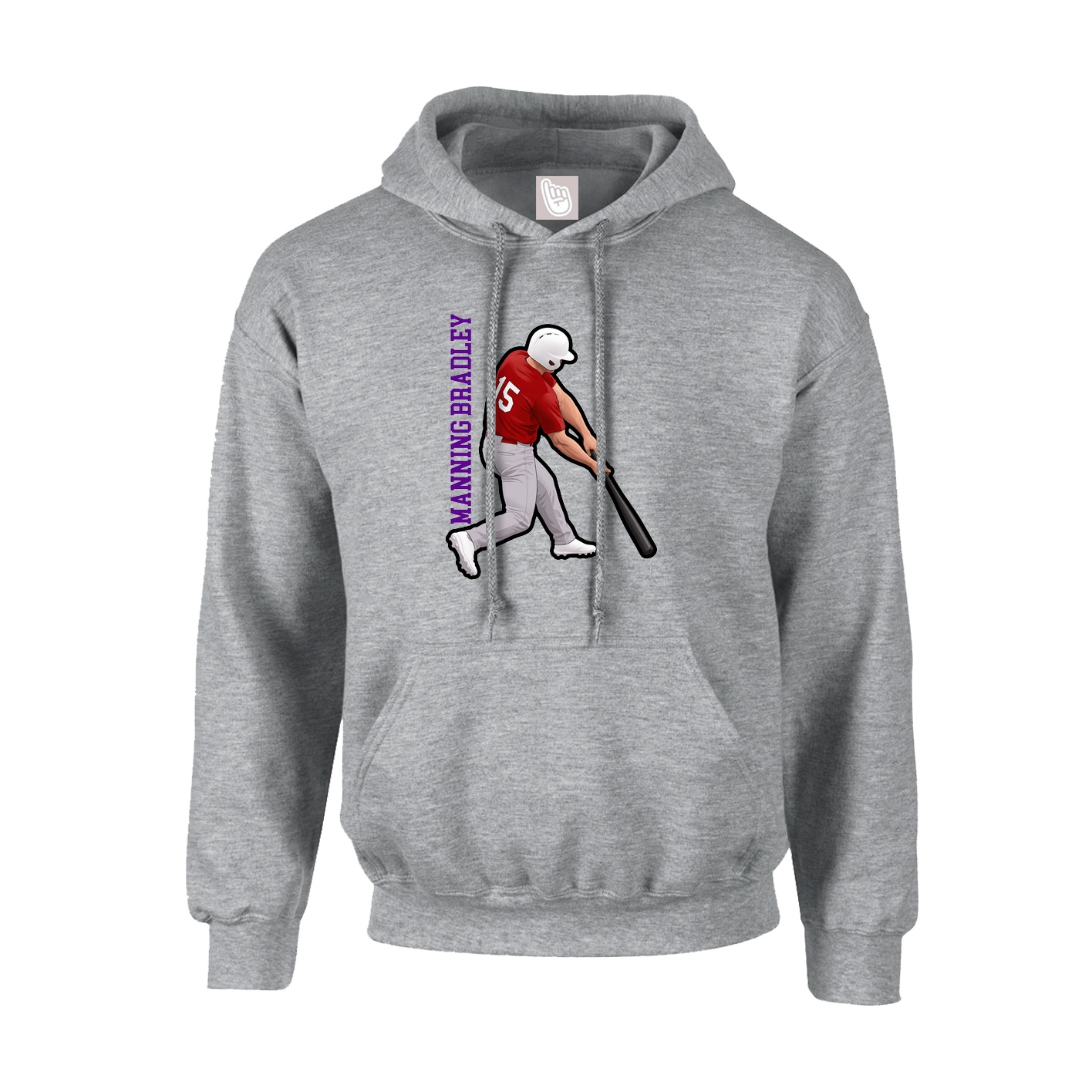 Hoodie — Name Vertical in Grey