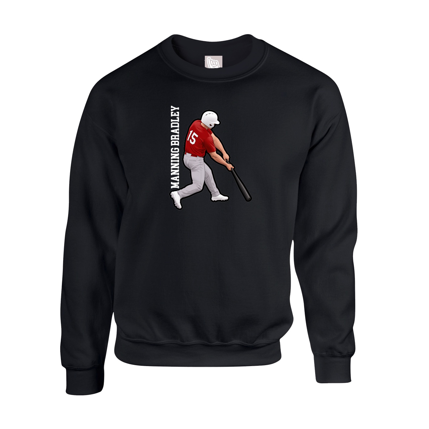 Fleece Crew — Name Vertical in Black